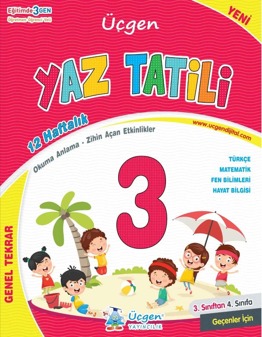 3.Sınıf Yaz Tatili 12 Haftalık Genel Tekrar - Karne Kılıfı Hediye Üçgen Yayıncılık
