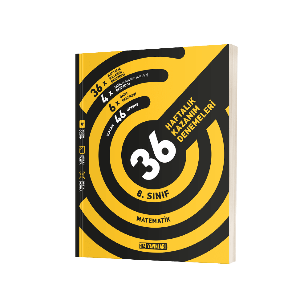 8. Sınıf Matematik 36 Haftalık Kazanım Denemeleri Hız Yayınları