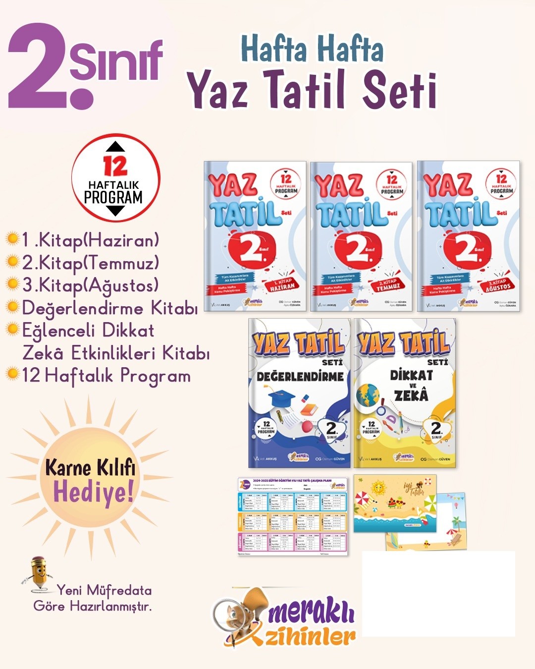 2.sınıf Hafta Hafta Yaz Tatil Seti Karne Kılıfı Hediyeli Meraklı Zihinler Yayınları