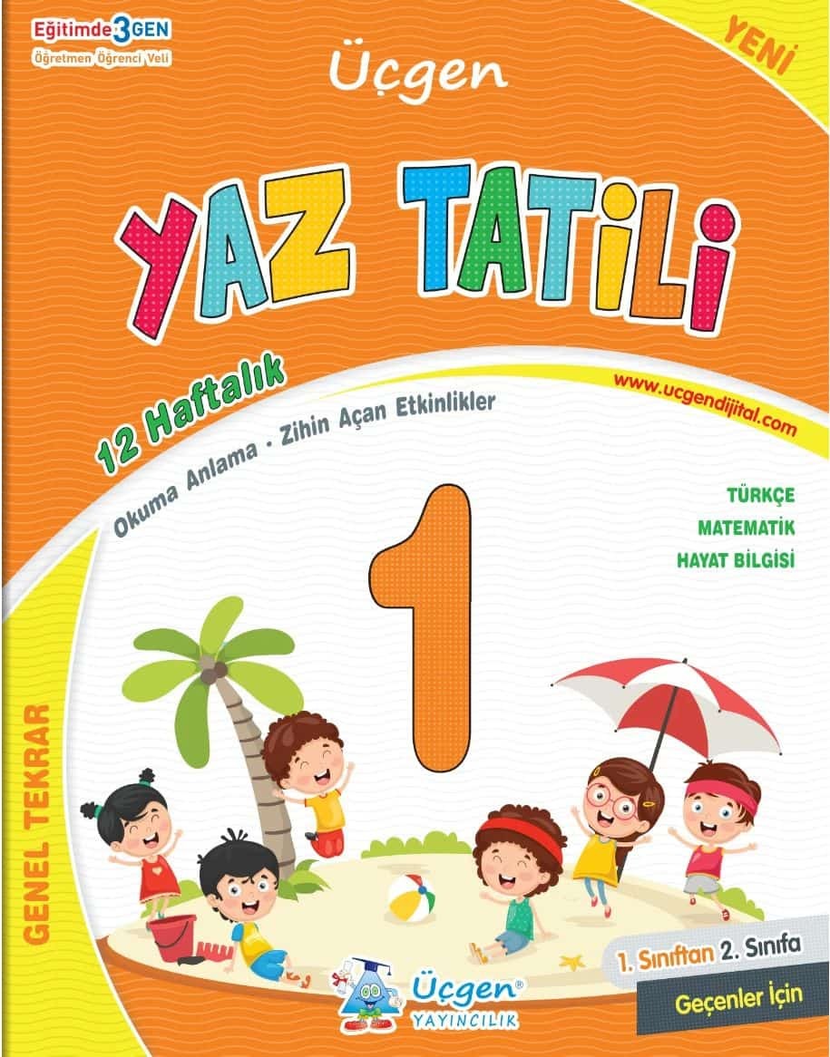 1.Sınıf Yaz Tatili 12 Haftalık Genel Tekrar - Karne Kılıfı Hediye Üçgen Yayıncılık