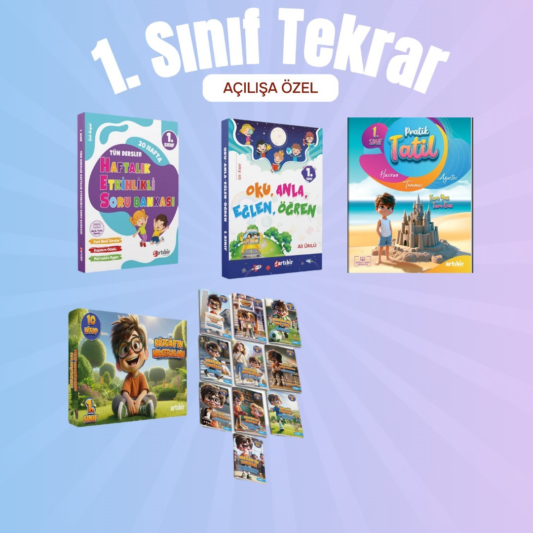 1. Sınıf Tekrar Seti Tüm Dersler Soru-Oku Anla Eğlen Öğren-Rüzgarın Maceraları 10lu Hikaye Seti-Pratik Yaz Tatil Artıbir Yayınları