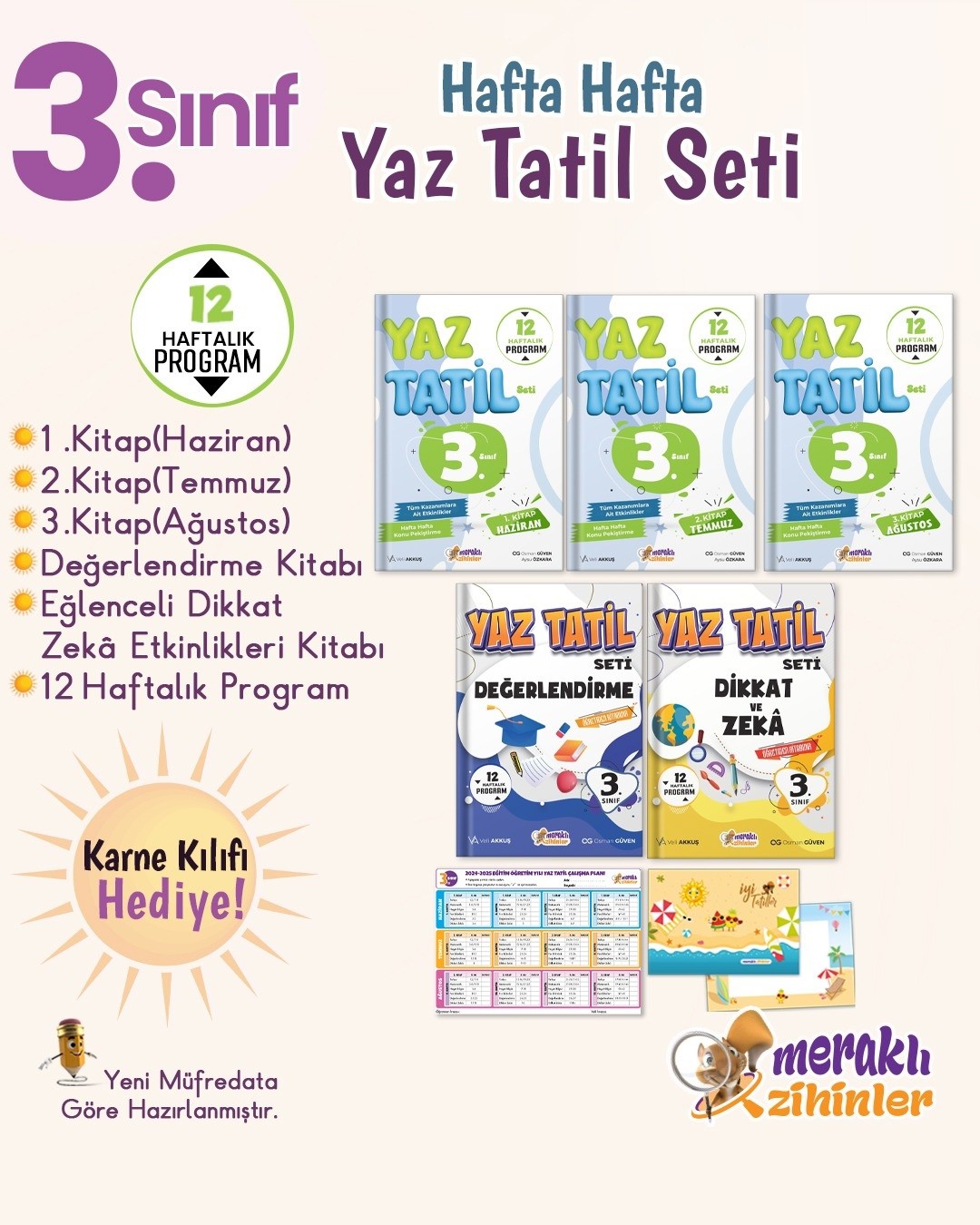 3.sınıf Hafta Hafta Yaz Tatil Seti Karne Kılıfı Hediyeli Meraklı Zihinler Yayınları