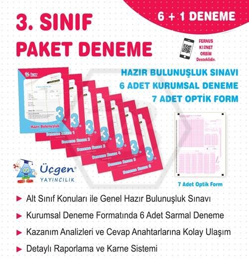 3. Sınıf - PAKET DENEME 7 li + Üçgen Mobil Optik