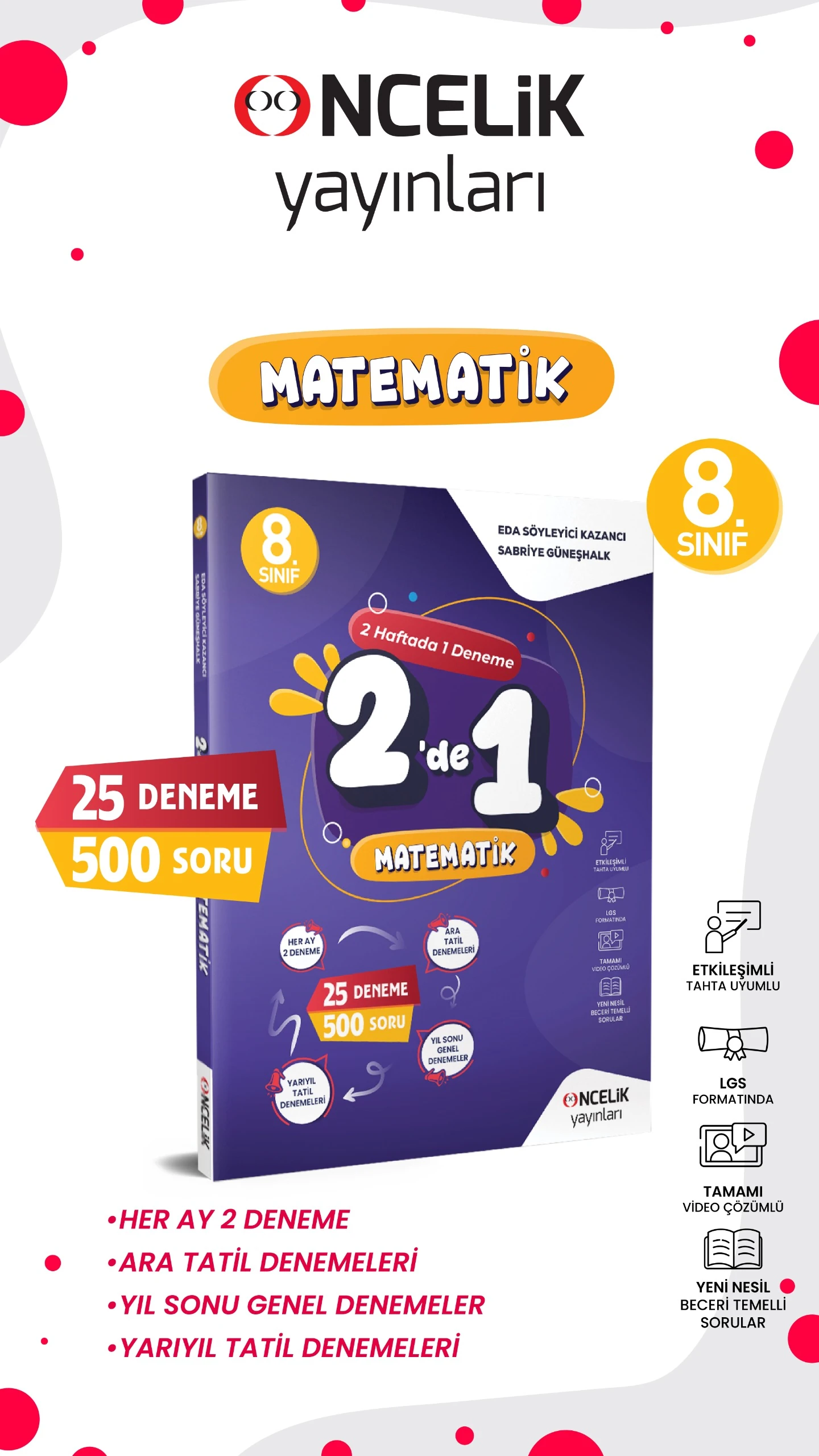 Öncelik Yayınları 2026 Lgs 8. Sınıf Matematik 2 de 1 Fasikül Deneme 18 Sarmal 4 Tatil 3 Genel YENİ NESİL VİDEO ÇÖZÜM