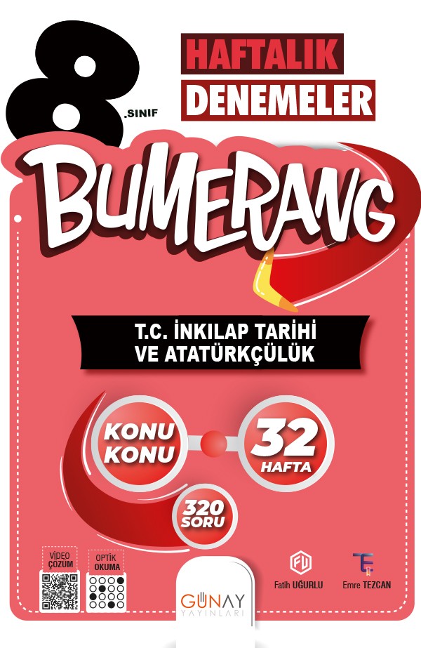8. Sınıf Bumerang 32 Haftalık T.C. İnkılap Tarihi ve Atatürkçülük Denemeleri