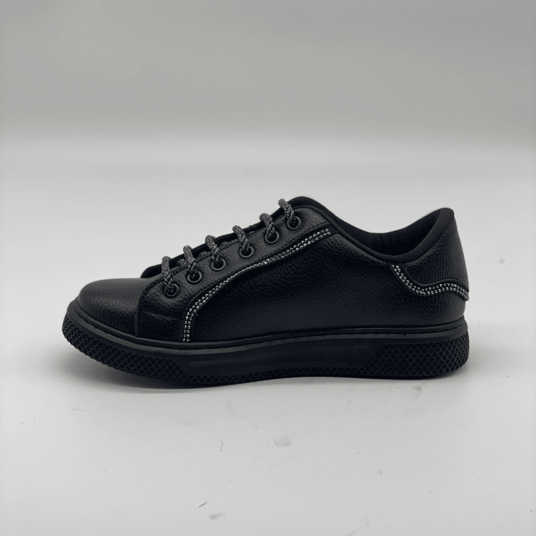 1325 Kadın Vegan Deri Sneaker - Siyah Mat