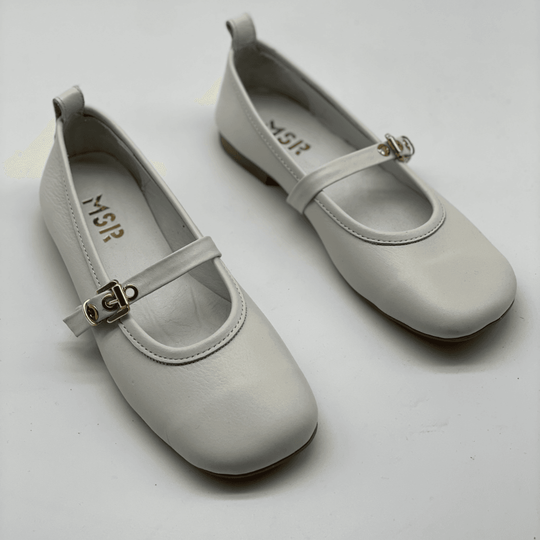 MSR 558303 Kadın Hakiki Deri Babet - Off-White
