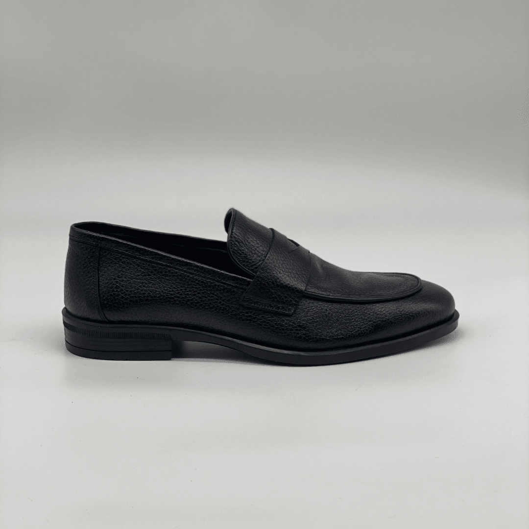 4075 Erkek Floater Deri Loafer - Siyah