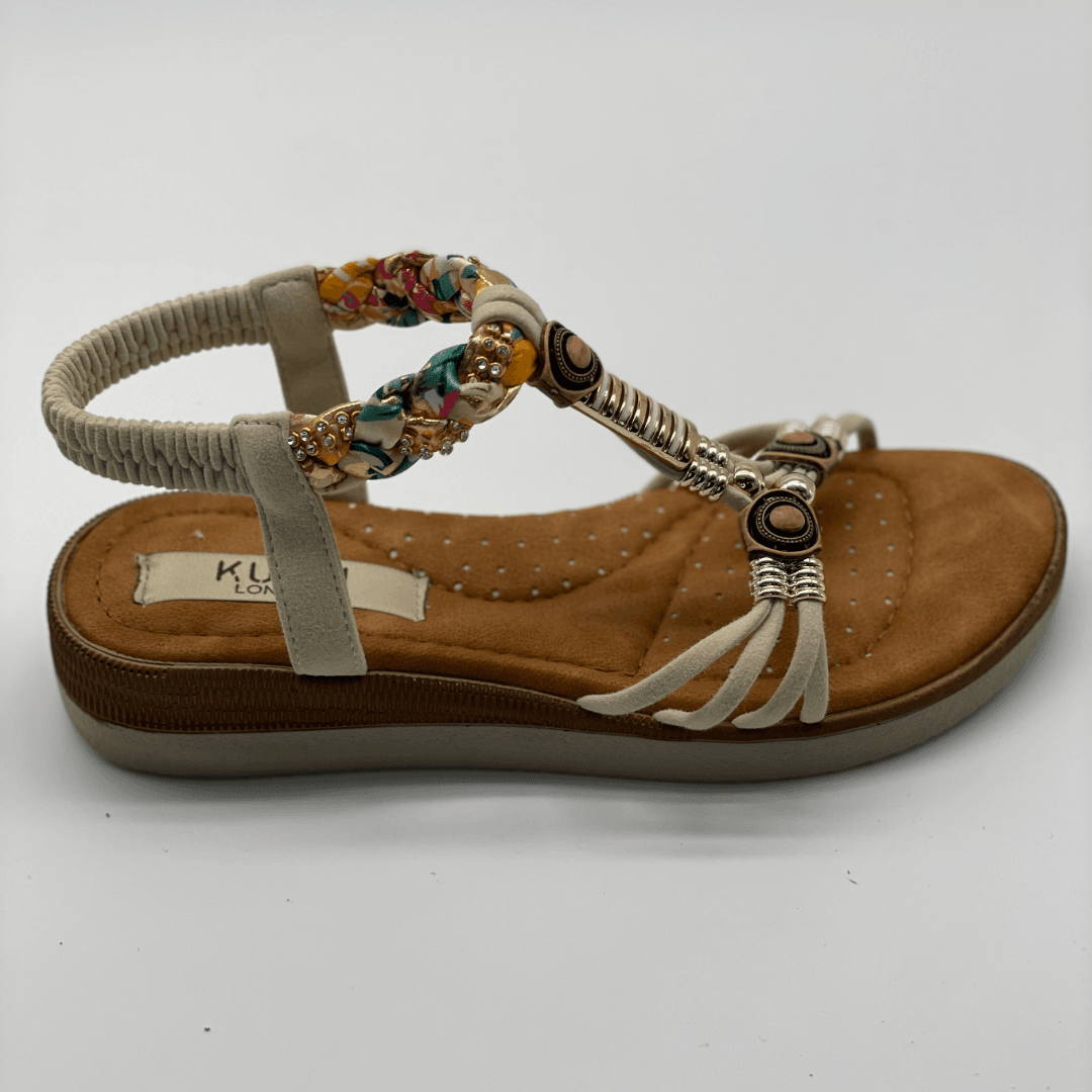 KUUM 9303 Kadın Hakiki Deri Sandalet - Bej