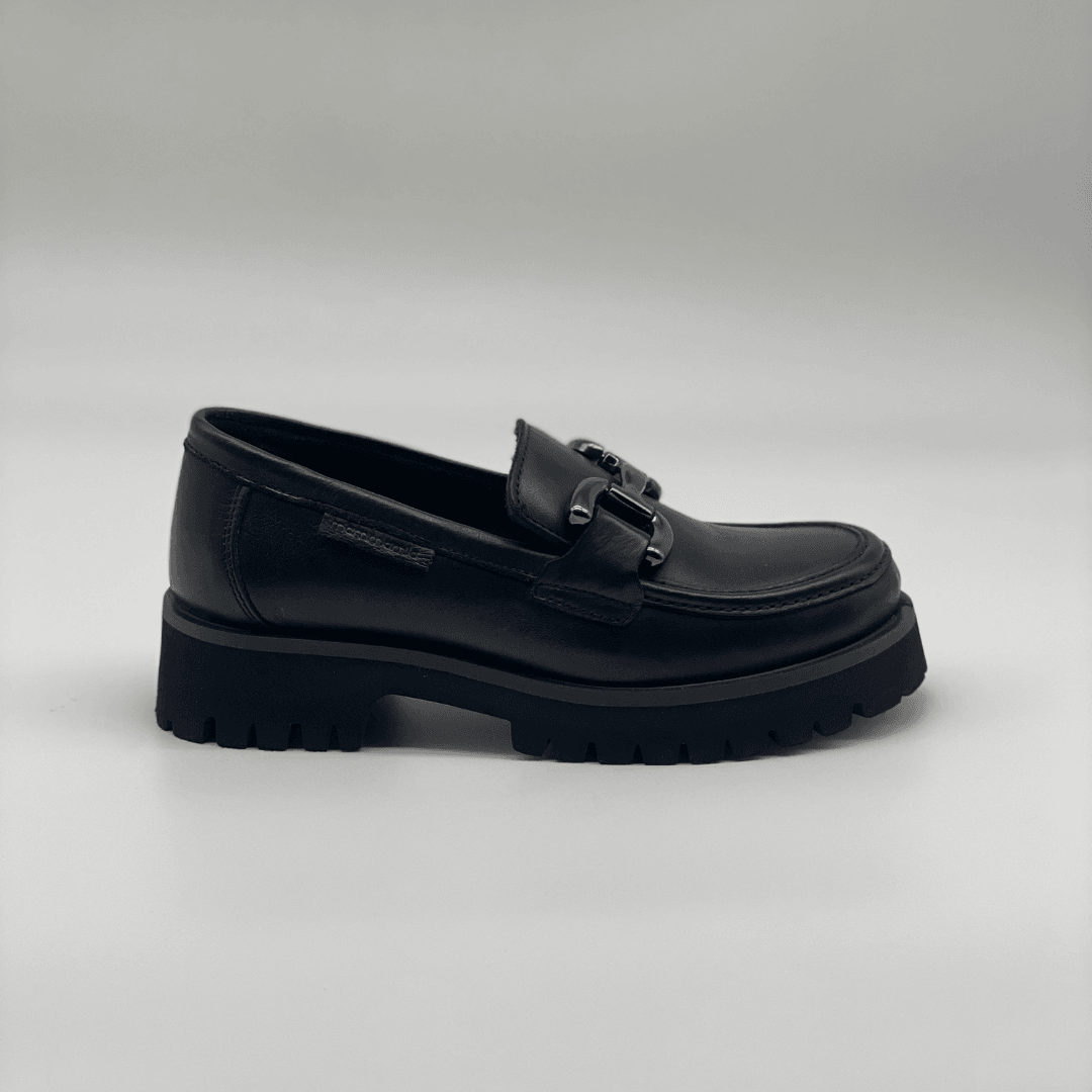 D24KA-3175 Kadın Hakiki Deri Tokalı Loafer - Siyah