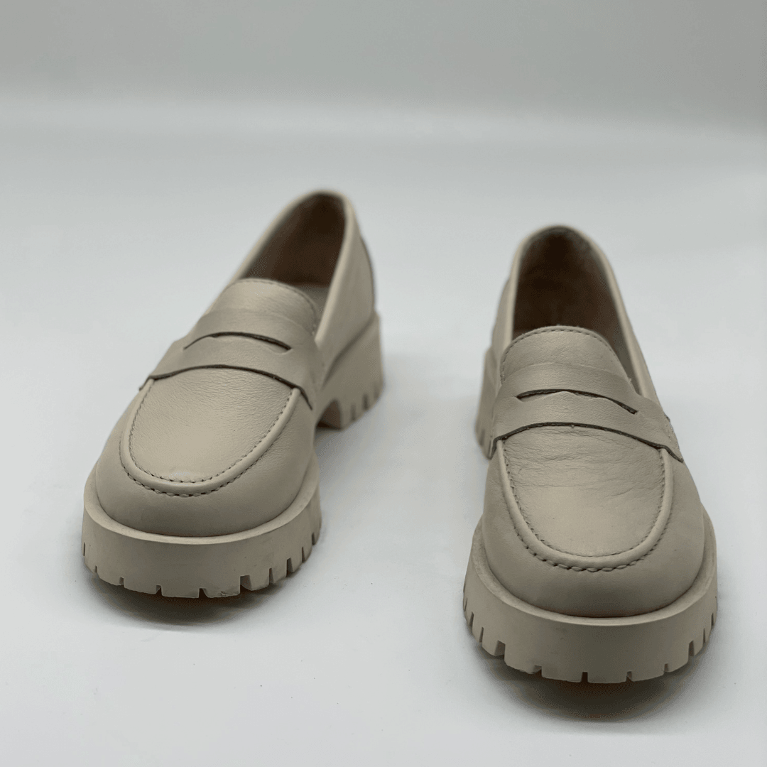 2842 Kadın Hakiki Deri Loafer - Bej