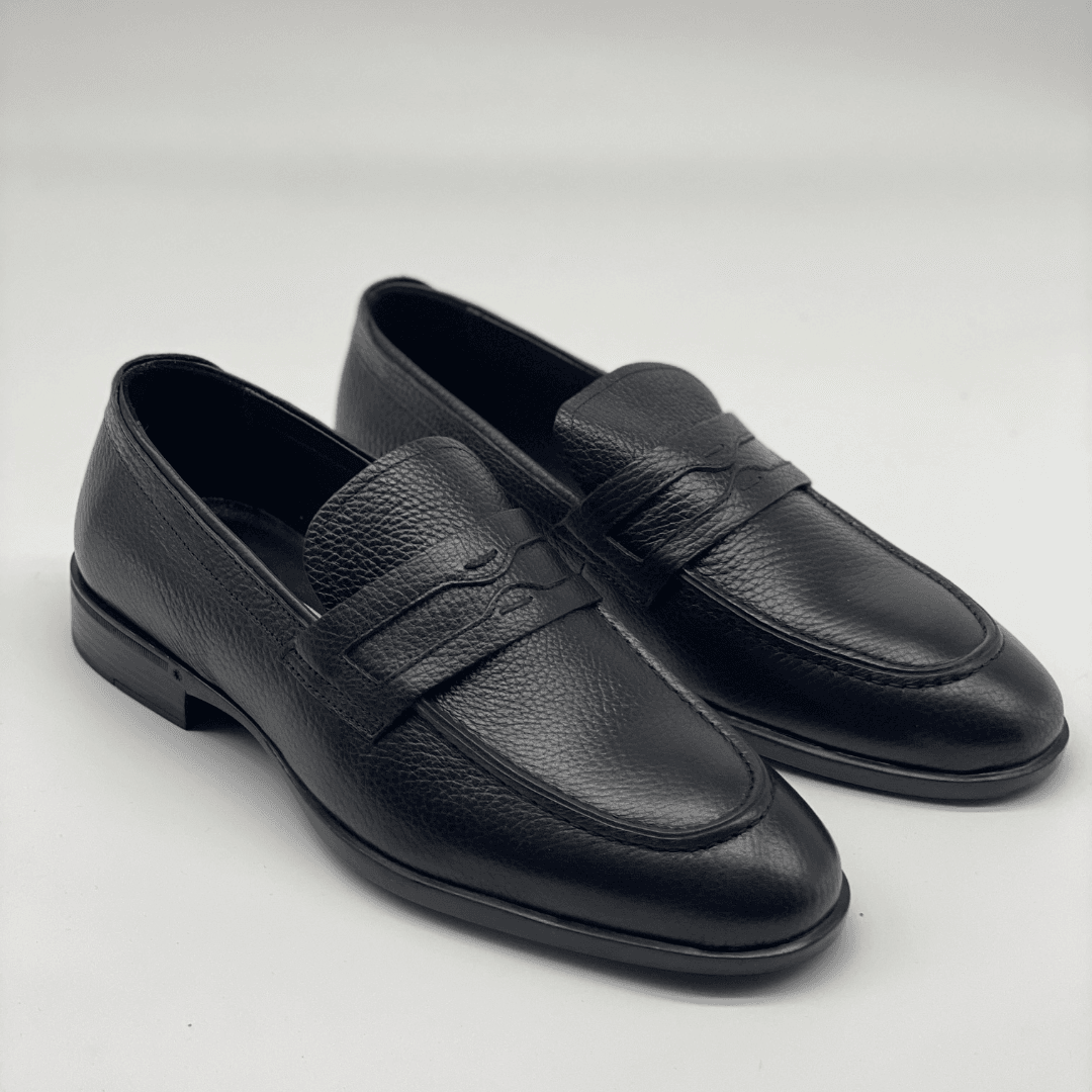 4096 Erkek Floater Deri Loafer - Siyah