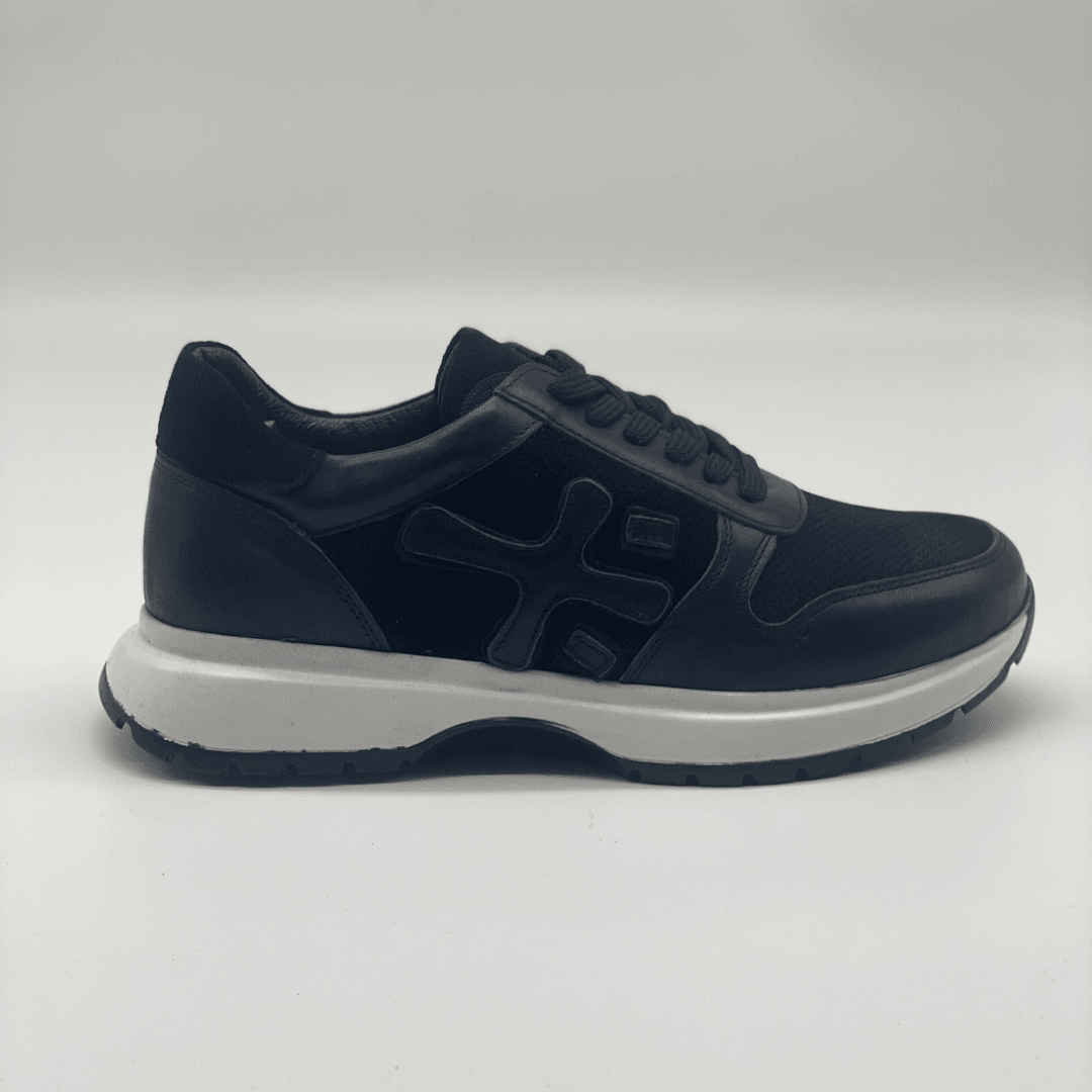 K-500 Kadın Hakiki Deri Bağcıklı Sneaker - Siyah