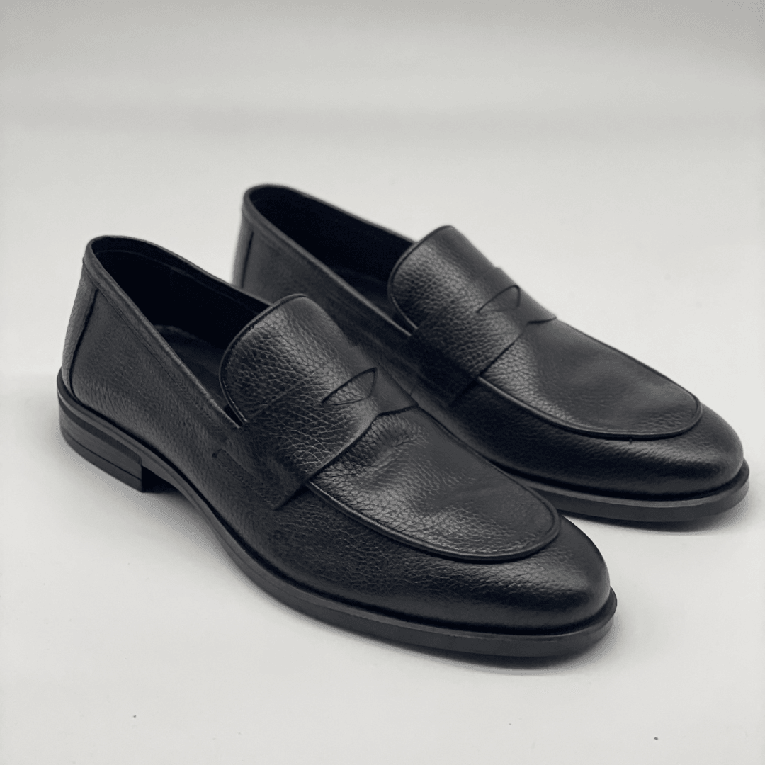 4075 Erkek Floater Deri Loafer - Siyah