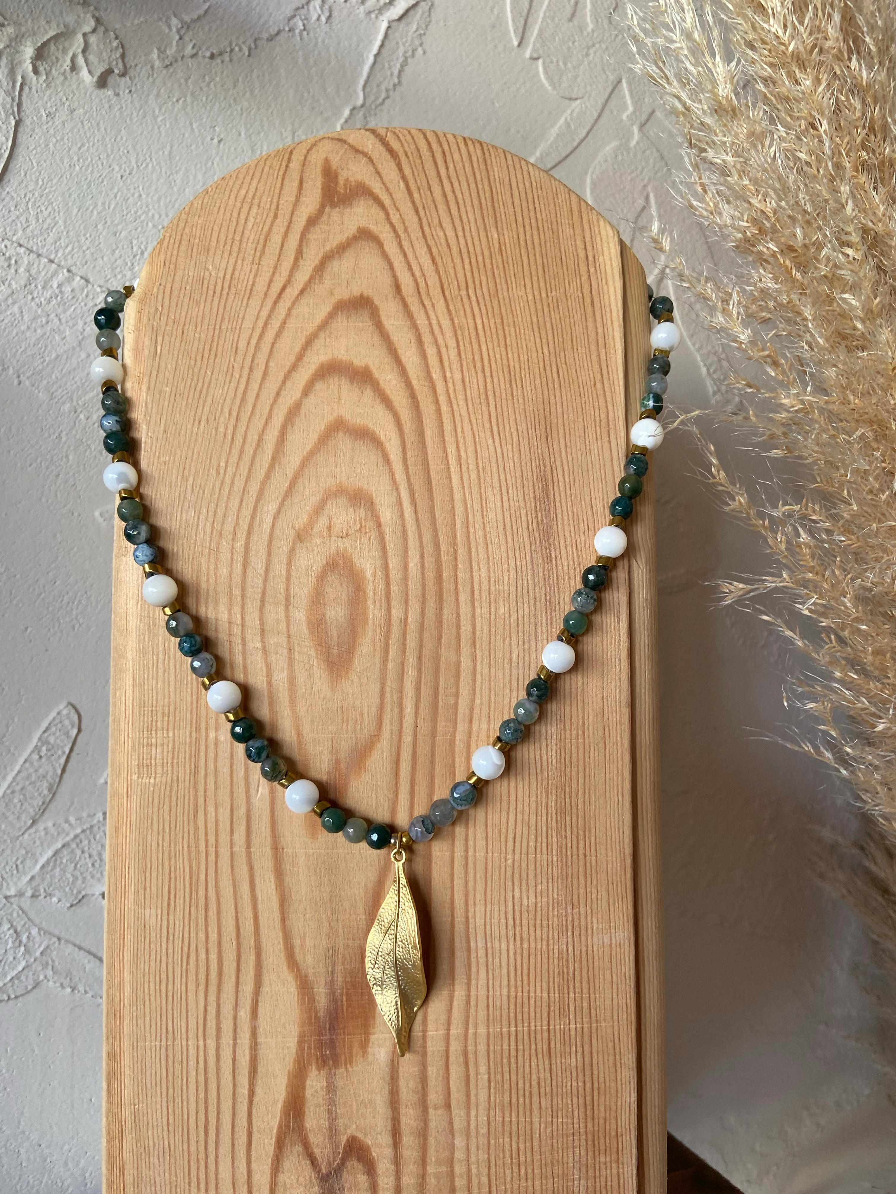 Özel Tasarım Kolye ( Sedef-Yosun Akik)