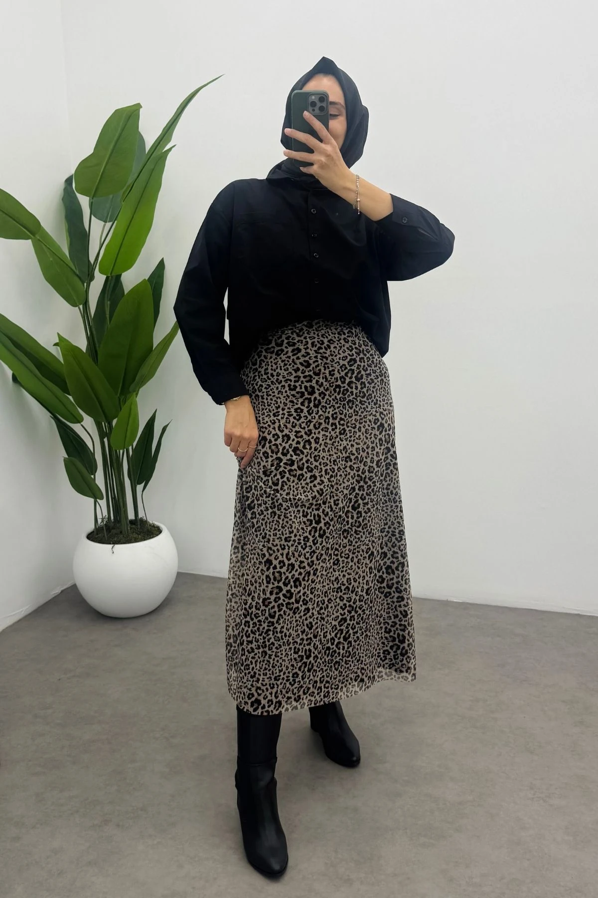 Minik Leopar Desenli Tül Etek