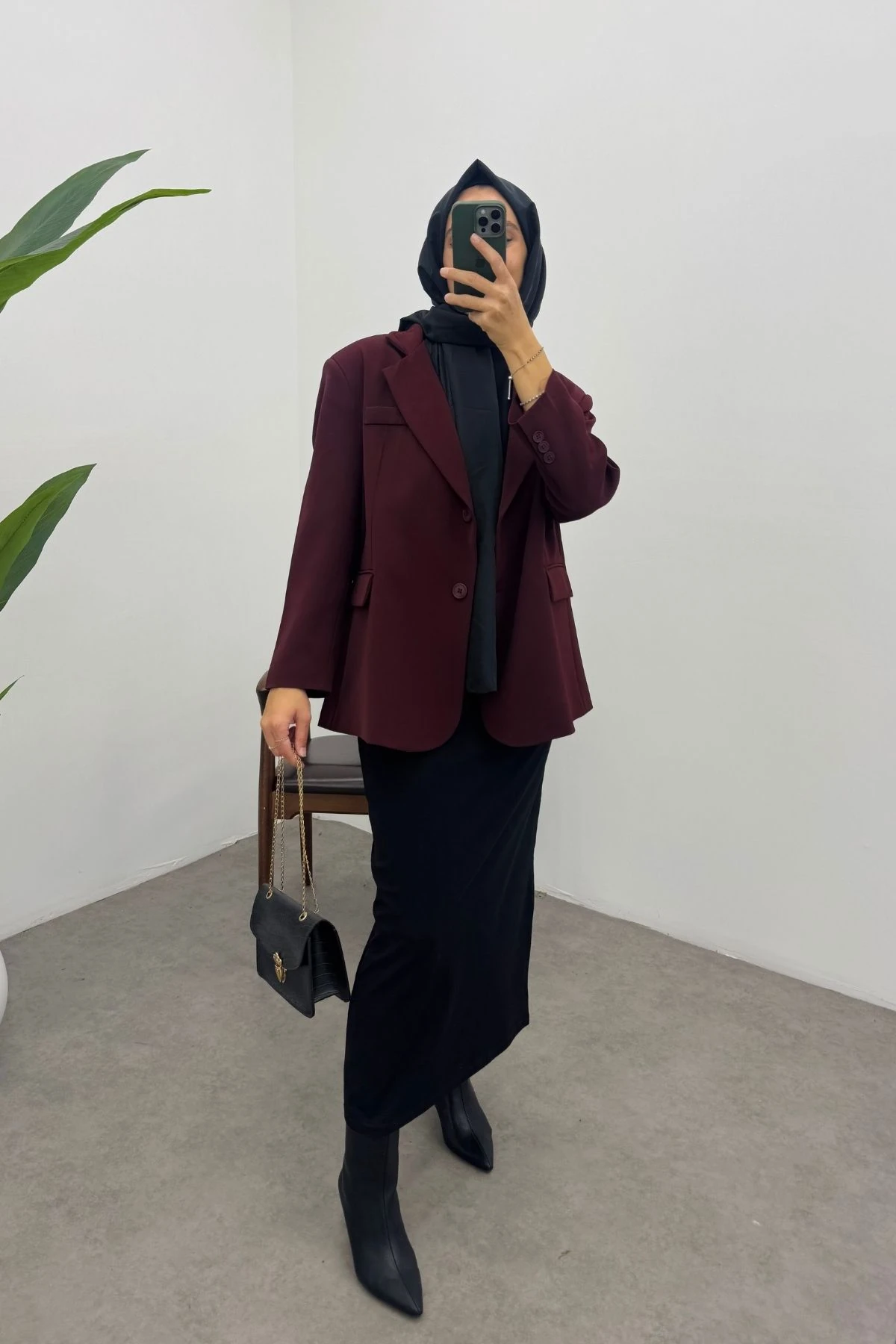 Astarlı Blazer Ceket-BORDO