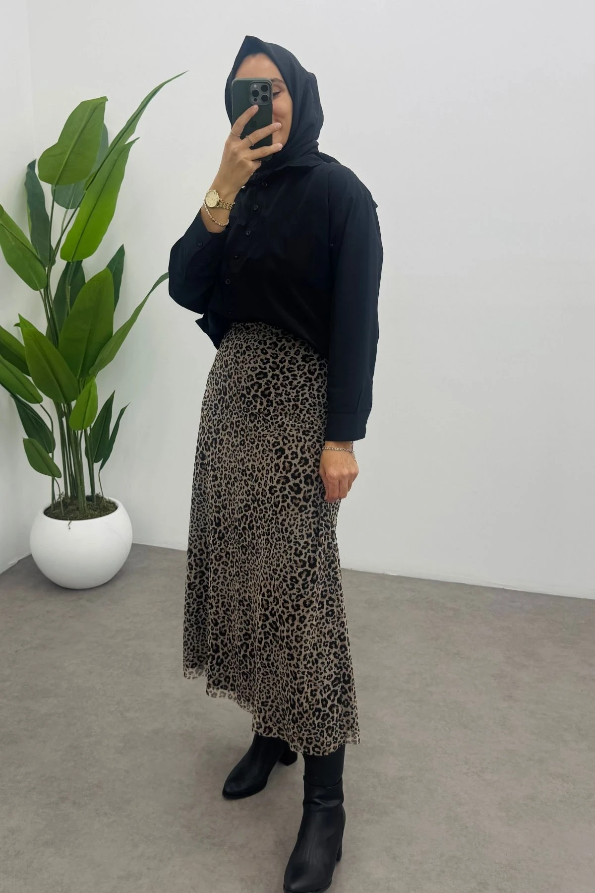 Minik Leopar Desenli Tül Etek