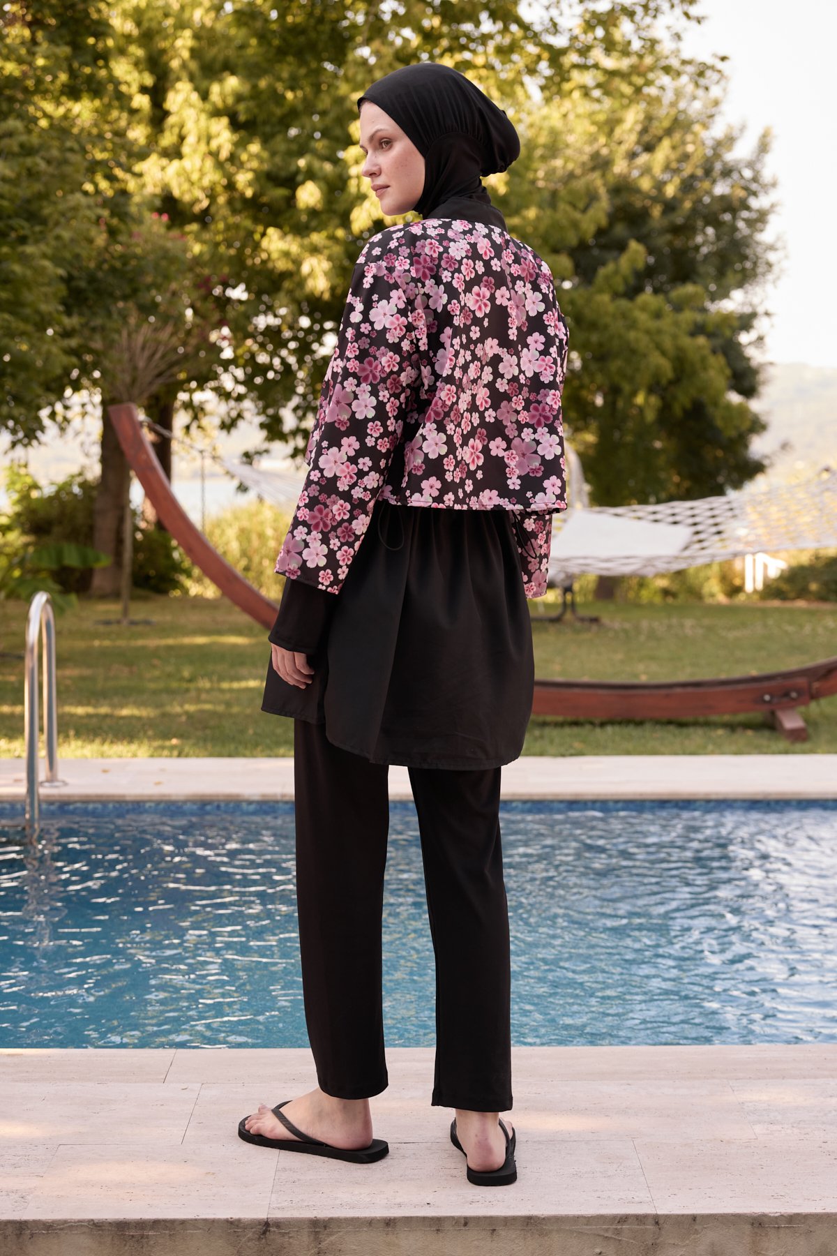 SOFT FLORAL PARAŞÜT KUMAŞ 3'LÜ TESETTÜR MAYO 