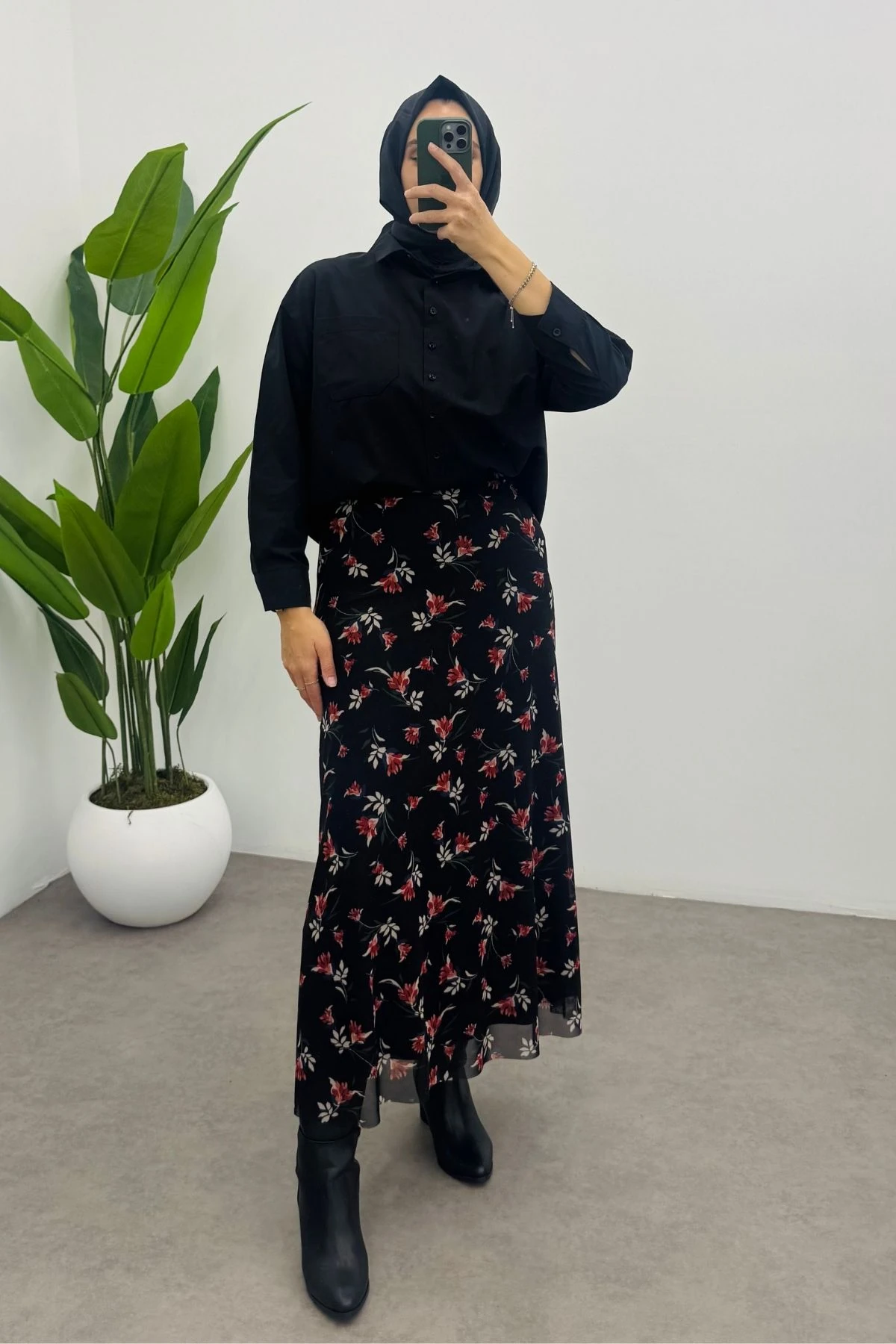 Çıtır Çiçek Desenli Tül Etek