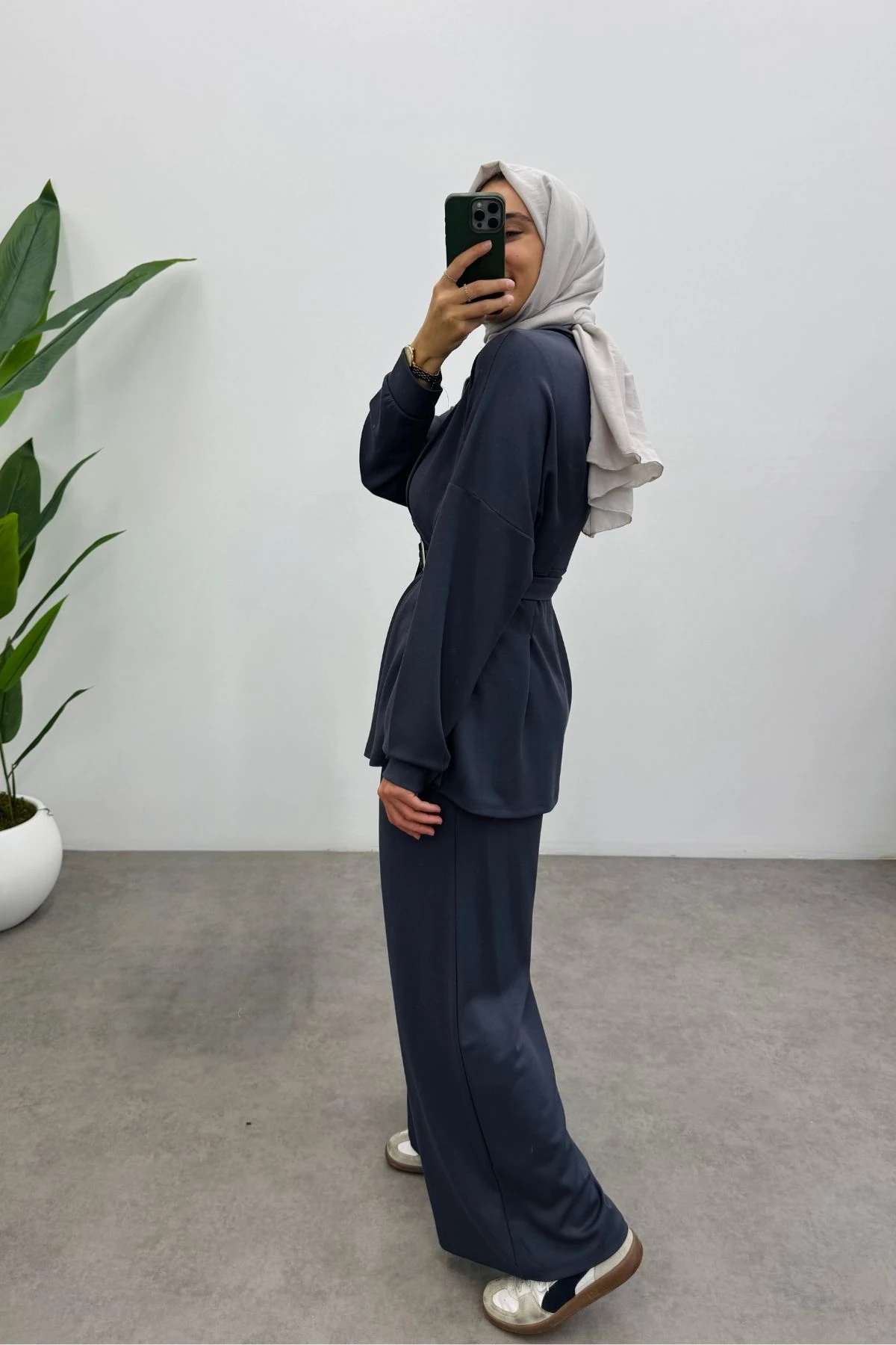 Kemerli Nervür Detaylı Oysho Takım- Antrasit