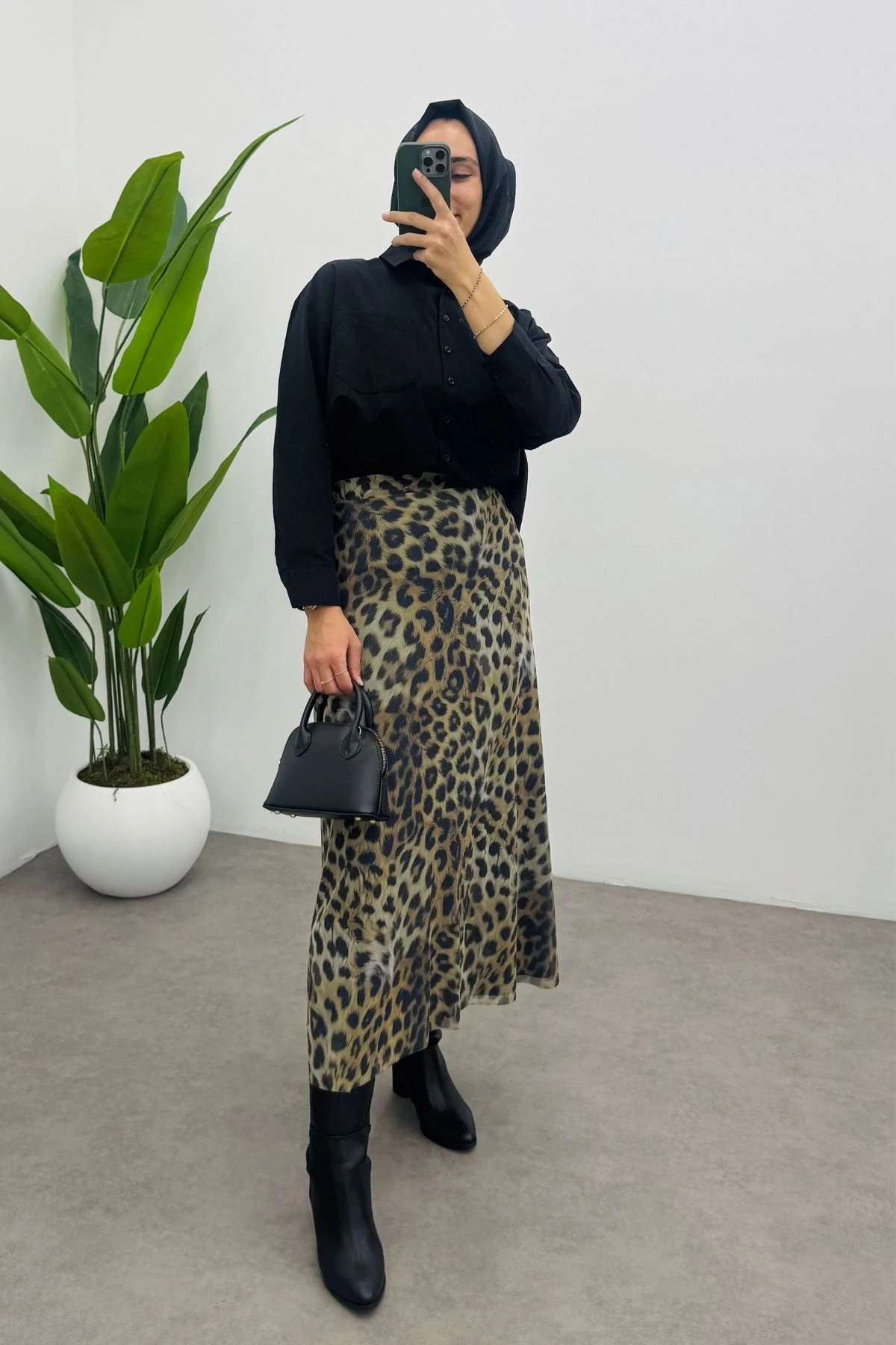 Leopar Desenli Tül Etek