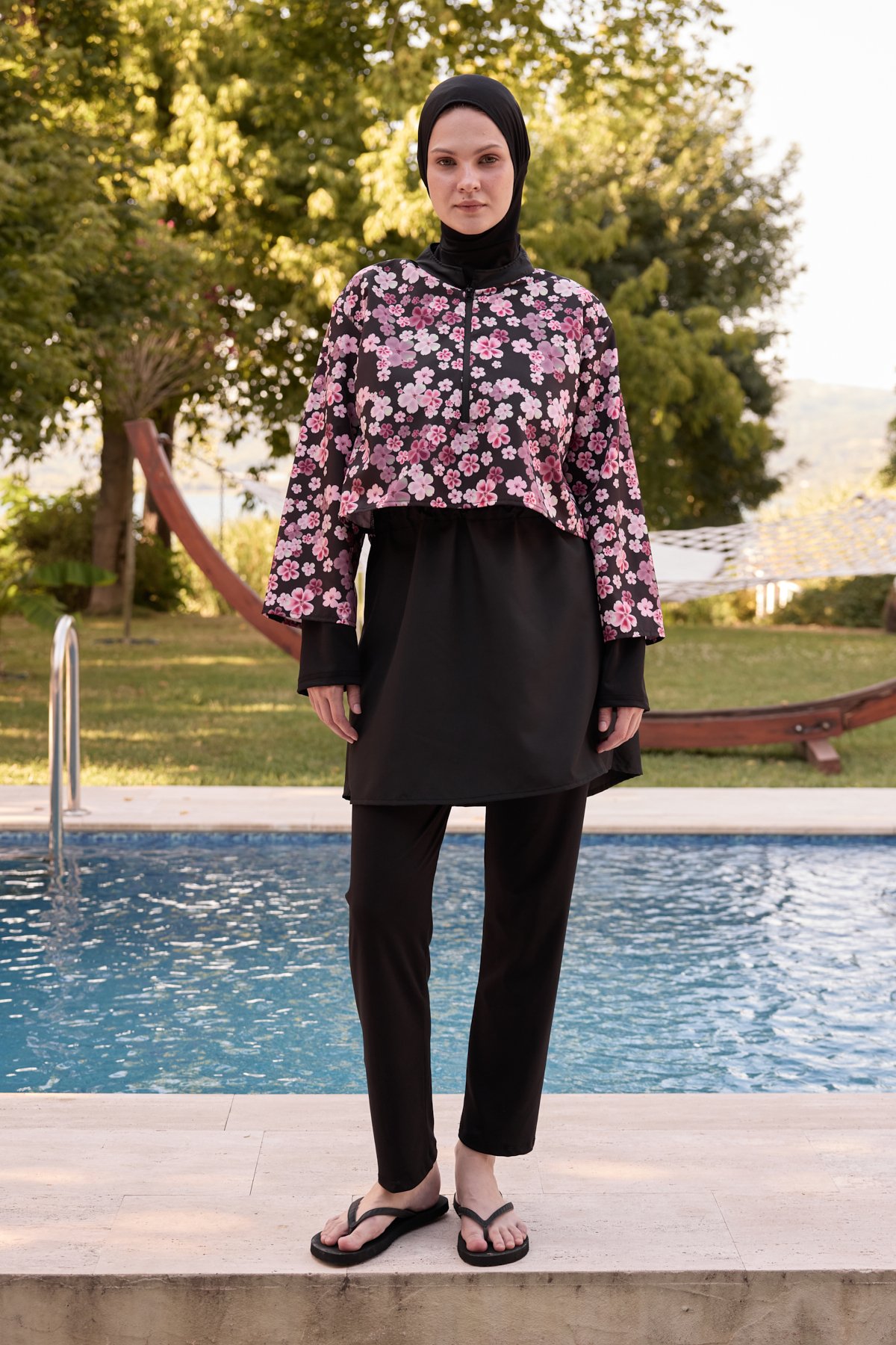 SOFT FLORAL PARAŞÜT KUMAŞ 3'LÜ TESETTÜR MAYO 