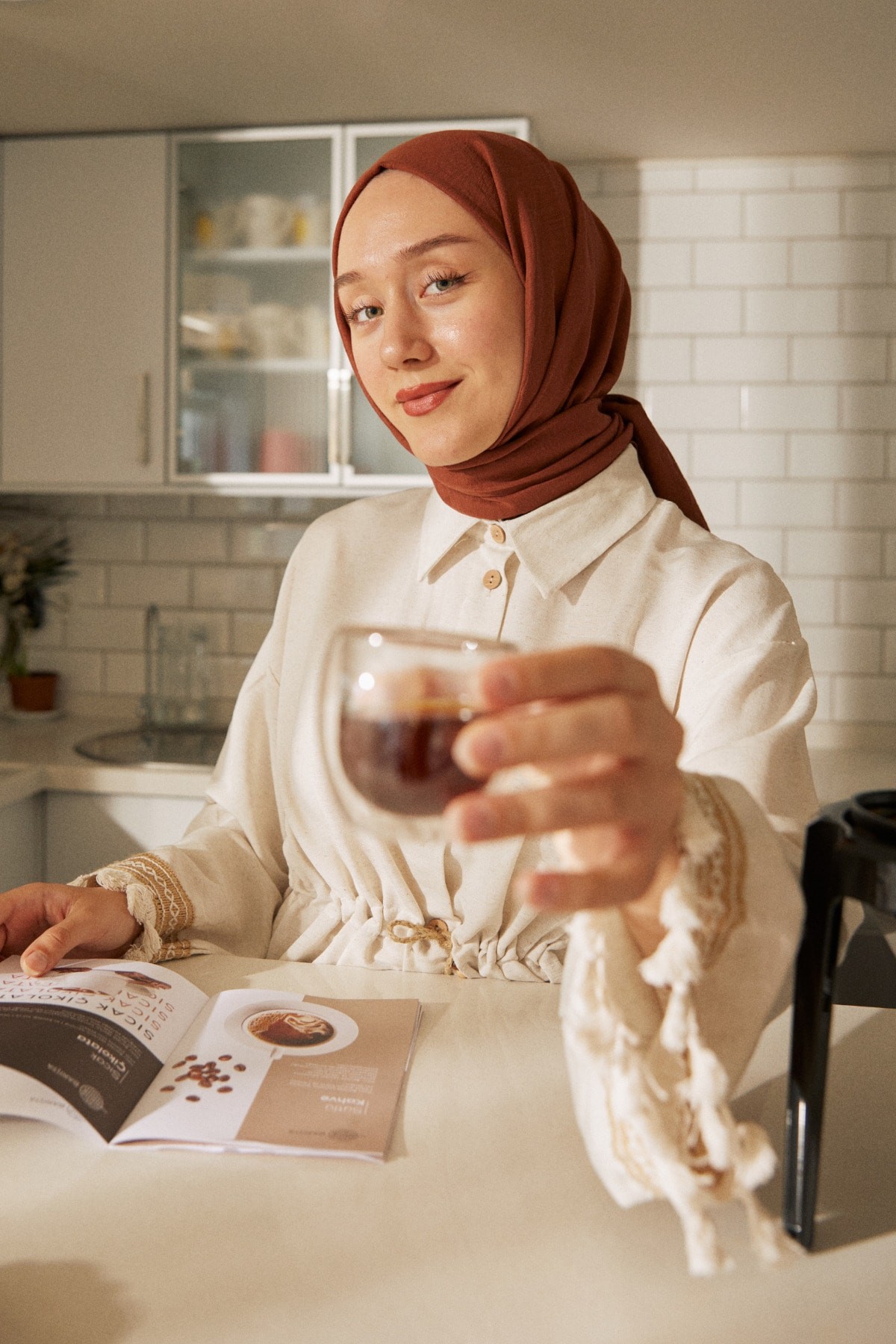 Pamuk Kraş Şal Kızıl  Kahve