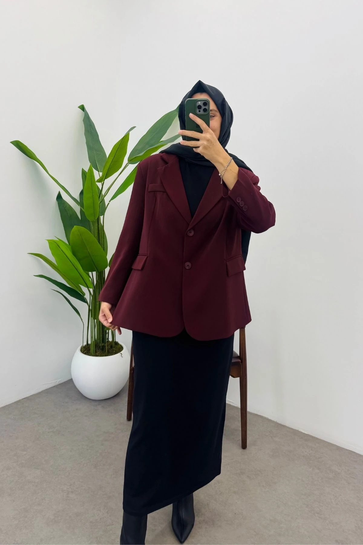 Astarlı Blazer Ceket-BORDO