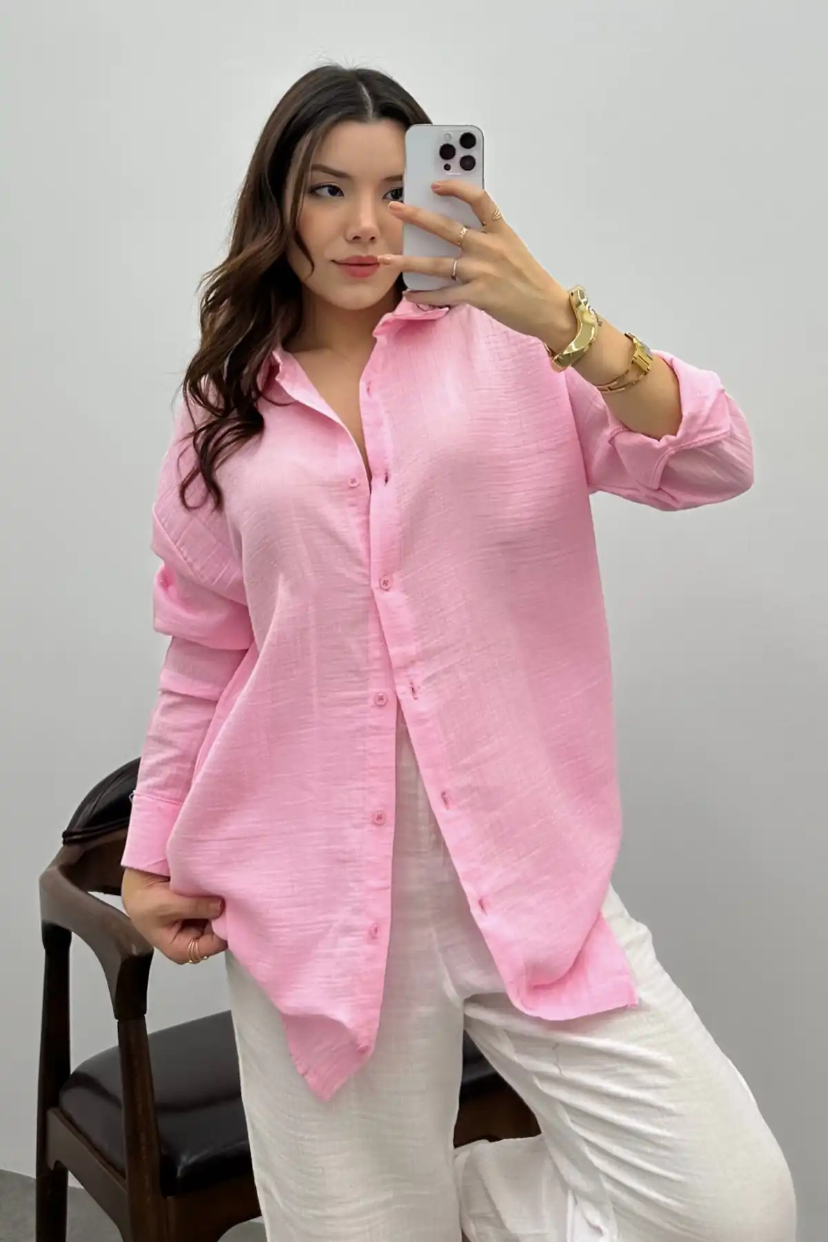 Pembe Müslin Gömlek