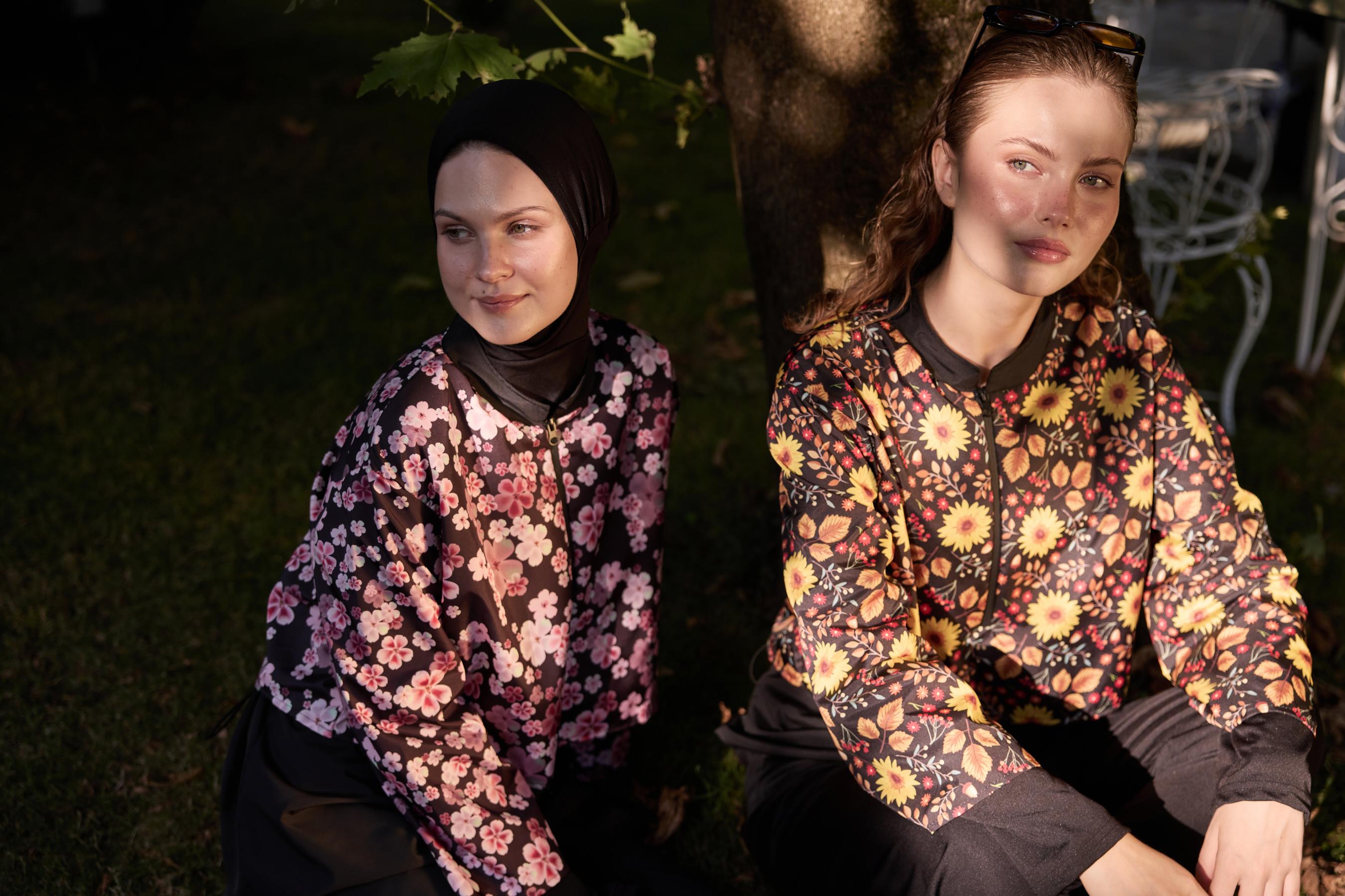 SUNSHINE FLORAL DESENLİ PARAŞÜT KUMAŞ 3'LÜ TESETTÜR MAYO 