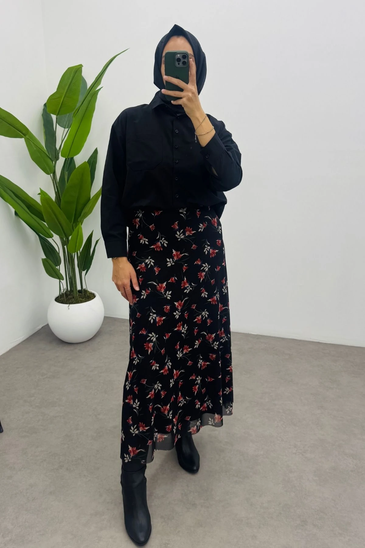 Çıtır Çiçek Desenli Tül Etek