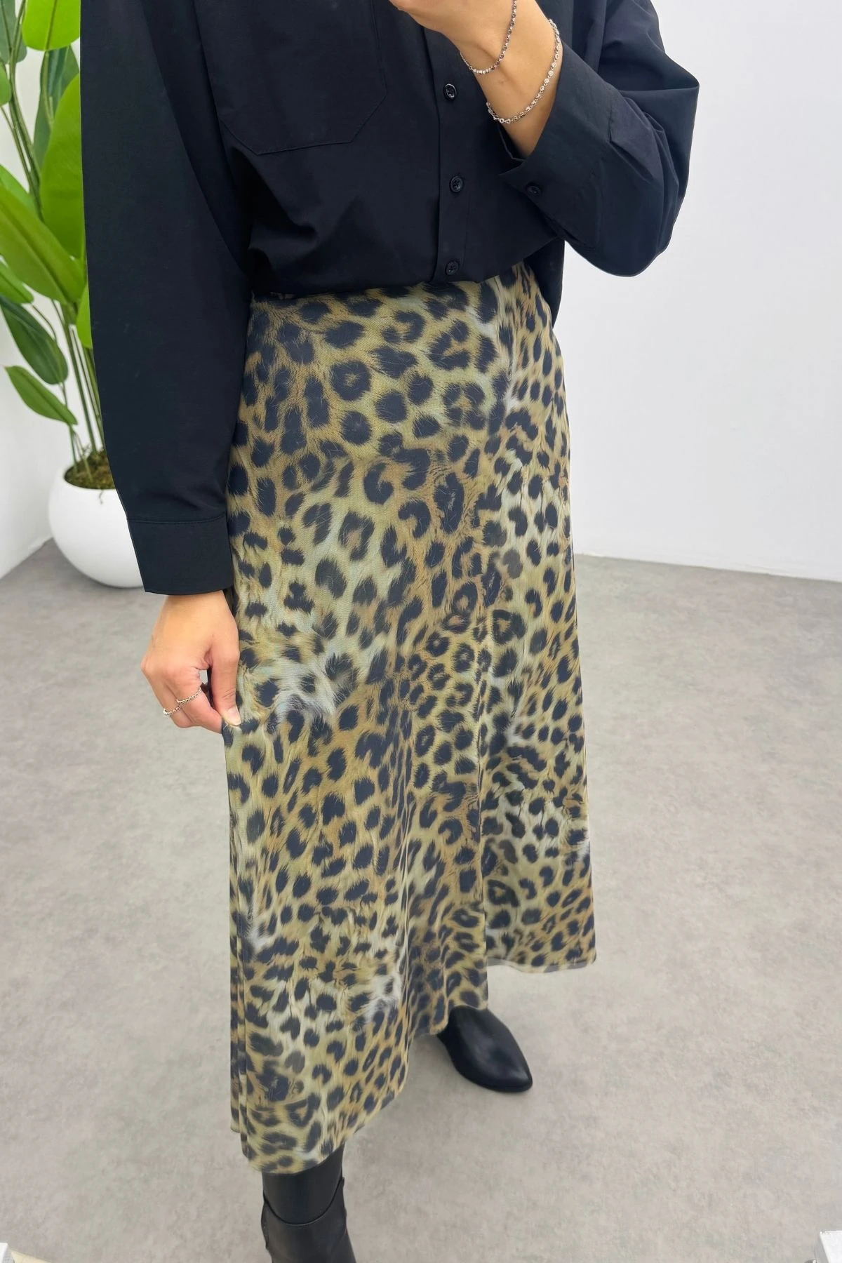 Leopar Desenli Tül Etek