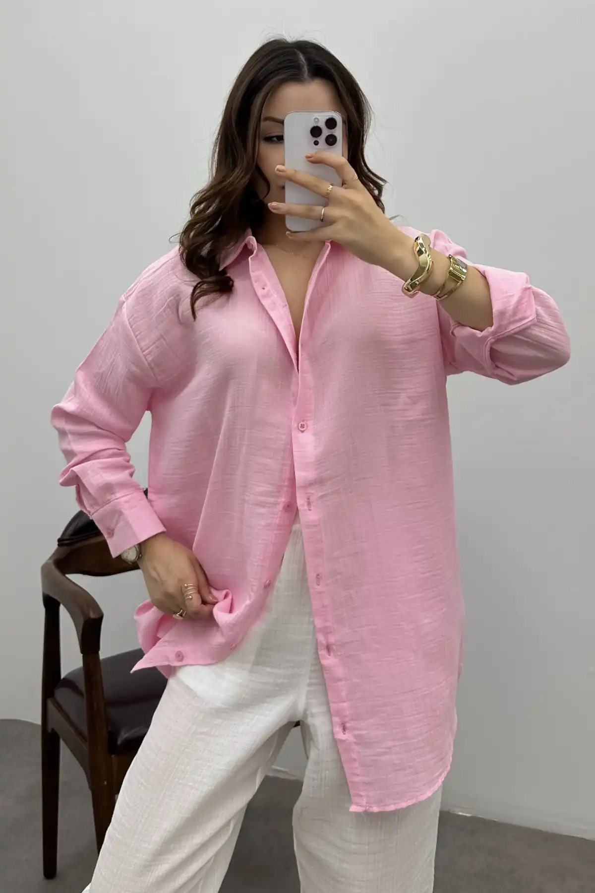 Pembe Müslin Gömlek