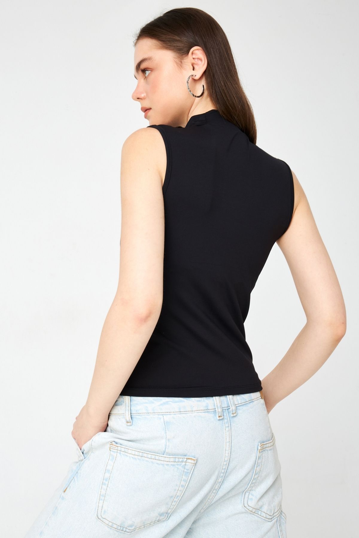 Siyah Soft Touch Kolsuz Bluz