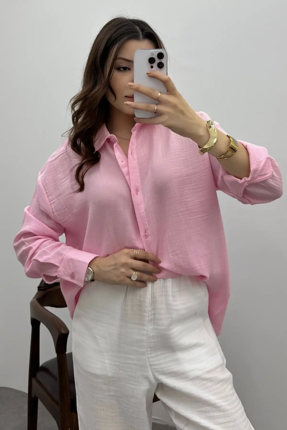 Pembe Müslin Gömlek