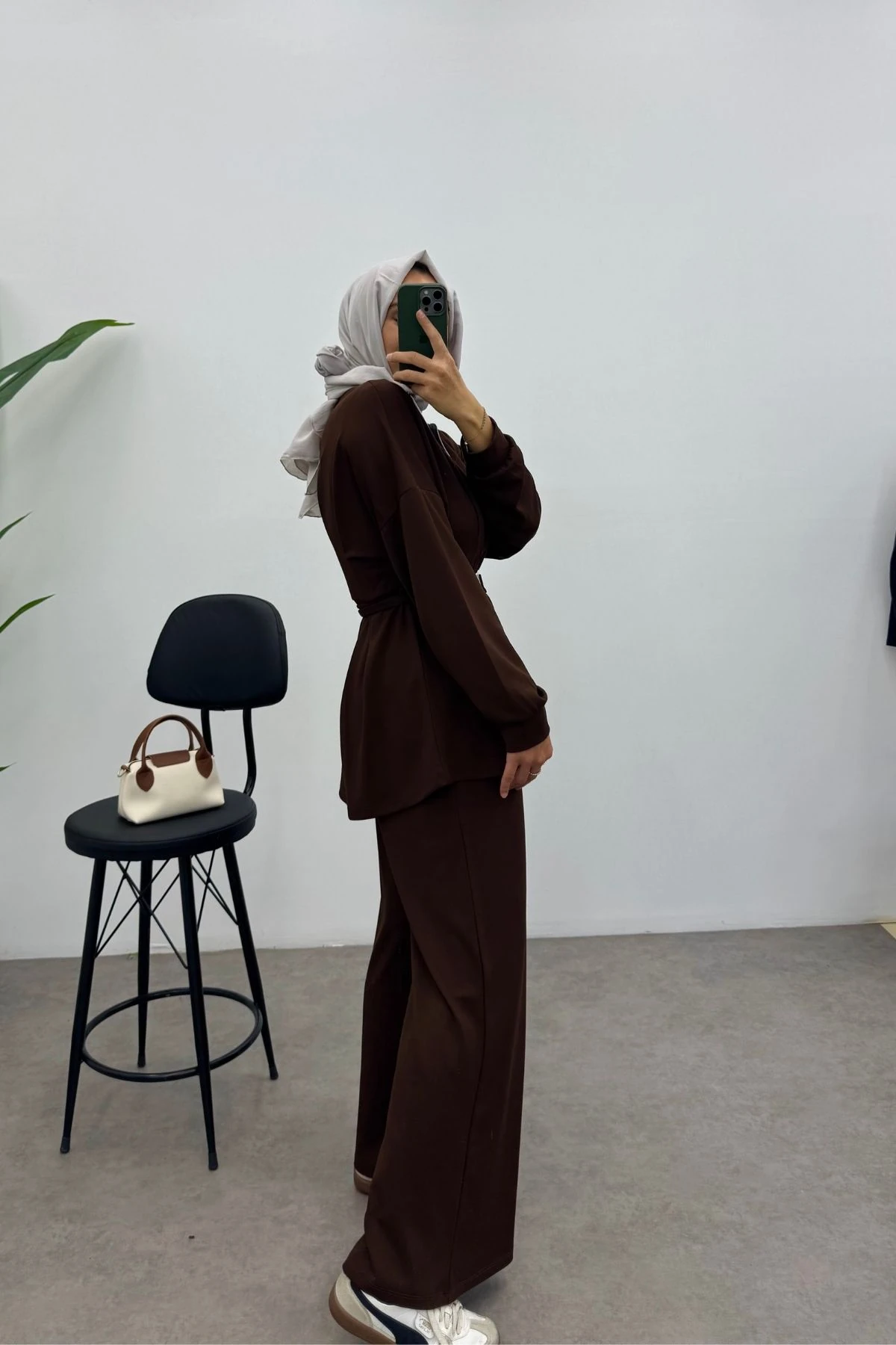 Kemerli Nervür Detaylı Oysho Takım- KAHVERENGİ