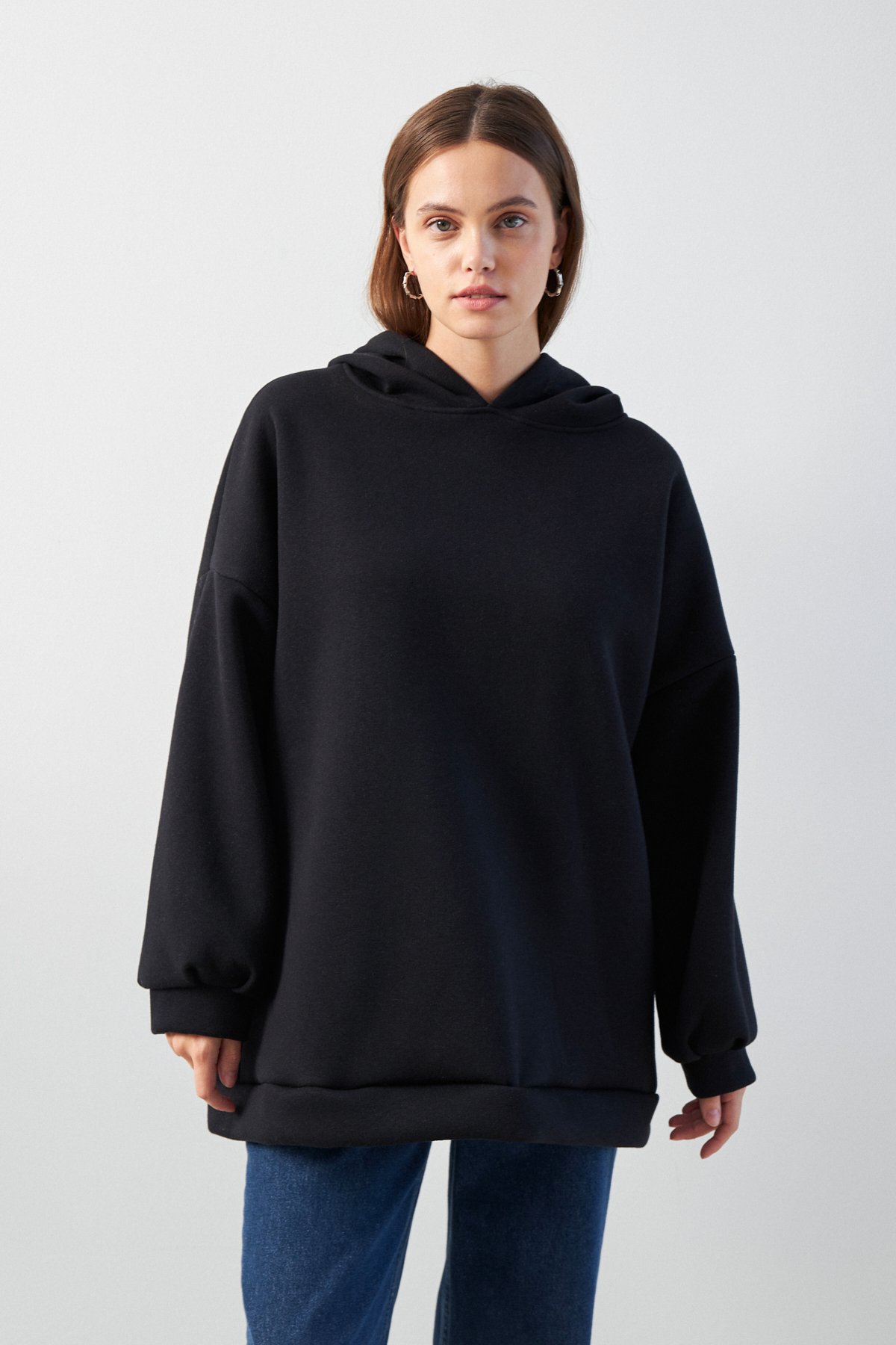 Yefra Yumuşak Dokulu Siyah  Sweatshirt