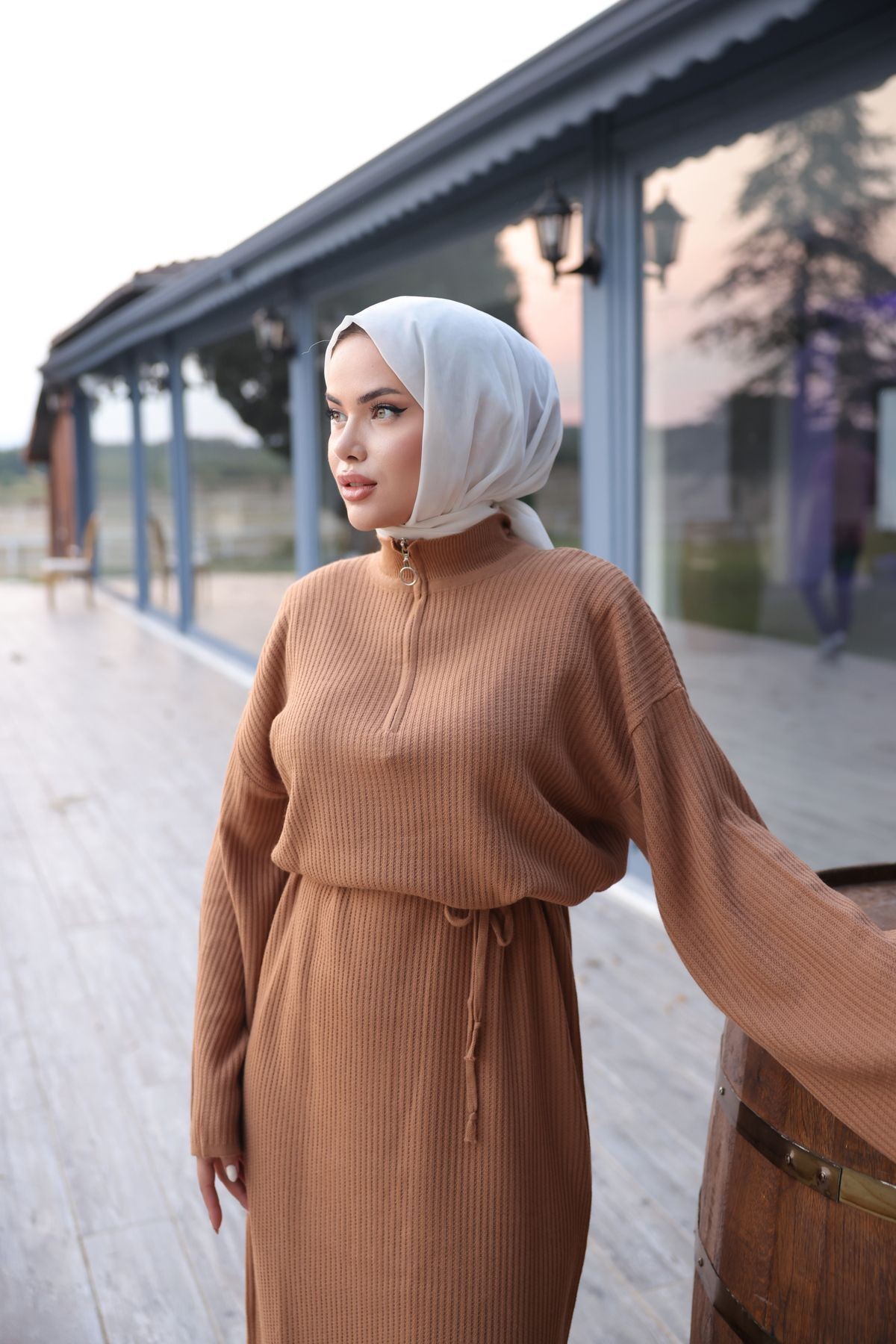 Fermuarlı Triko Elbise