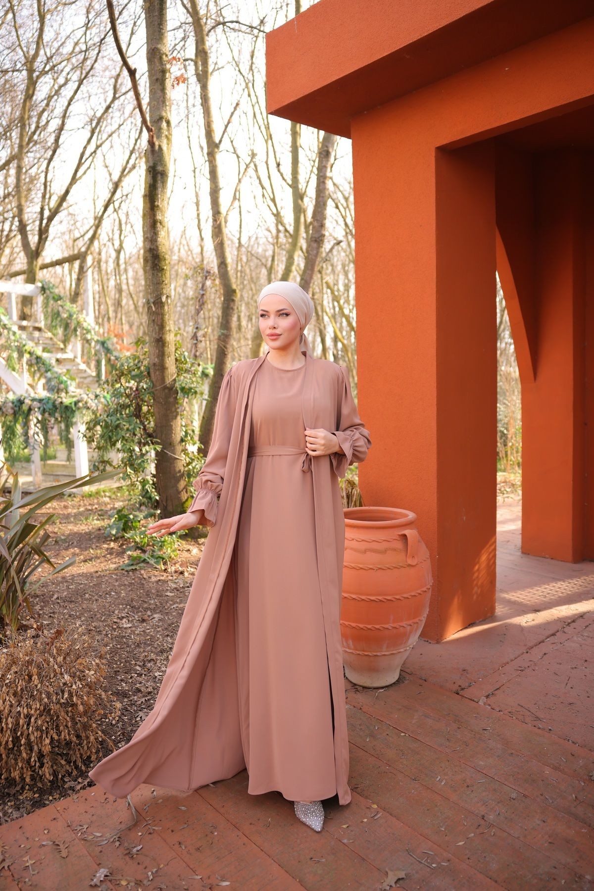 İkili Abaya Takım - bej