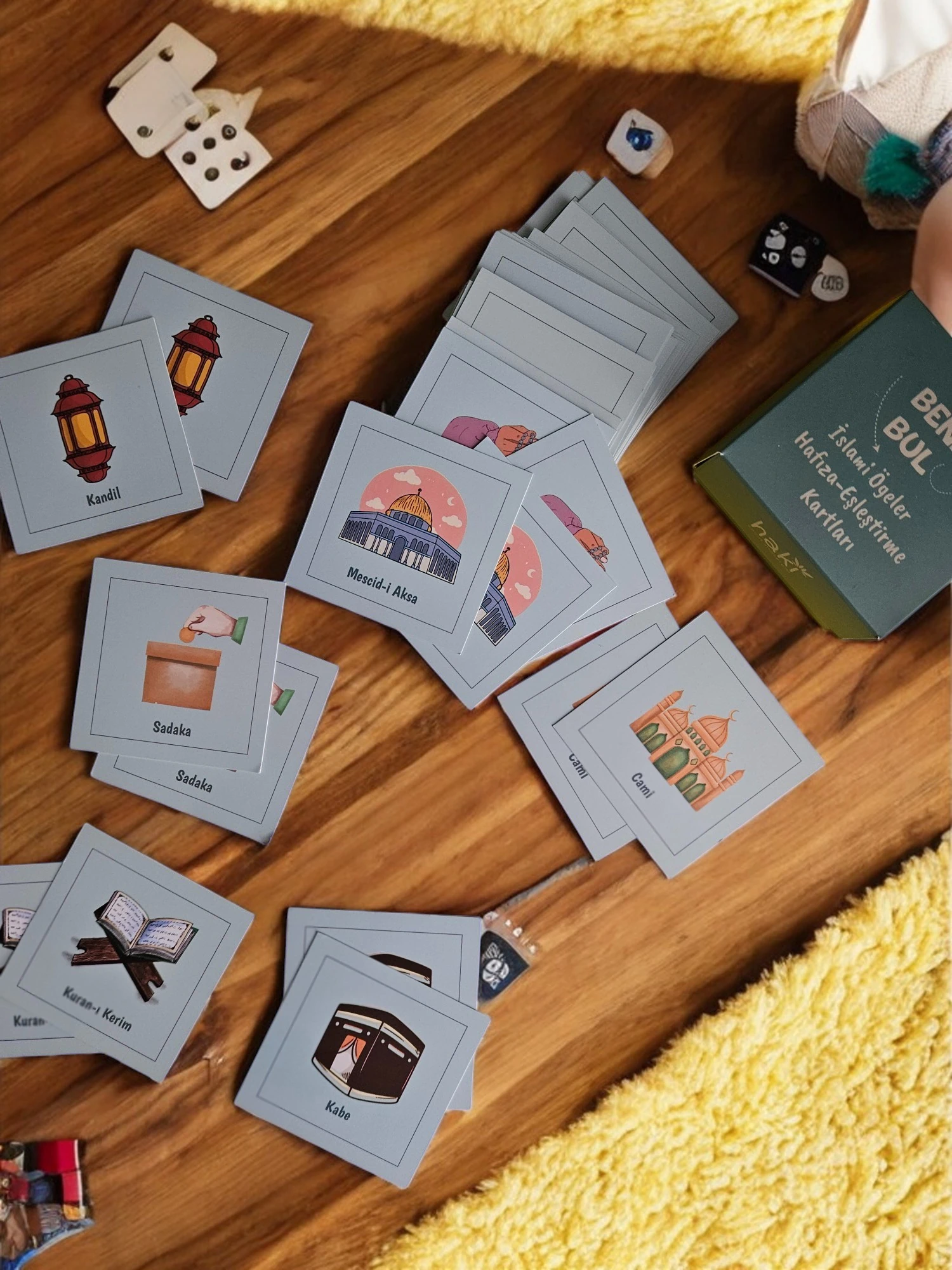 Resimli Elif-Ba Kartları ve İslami Ögeler Eşleştirme Kartları 2li Set