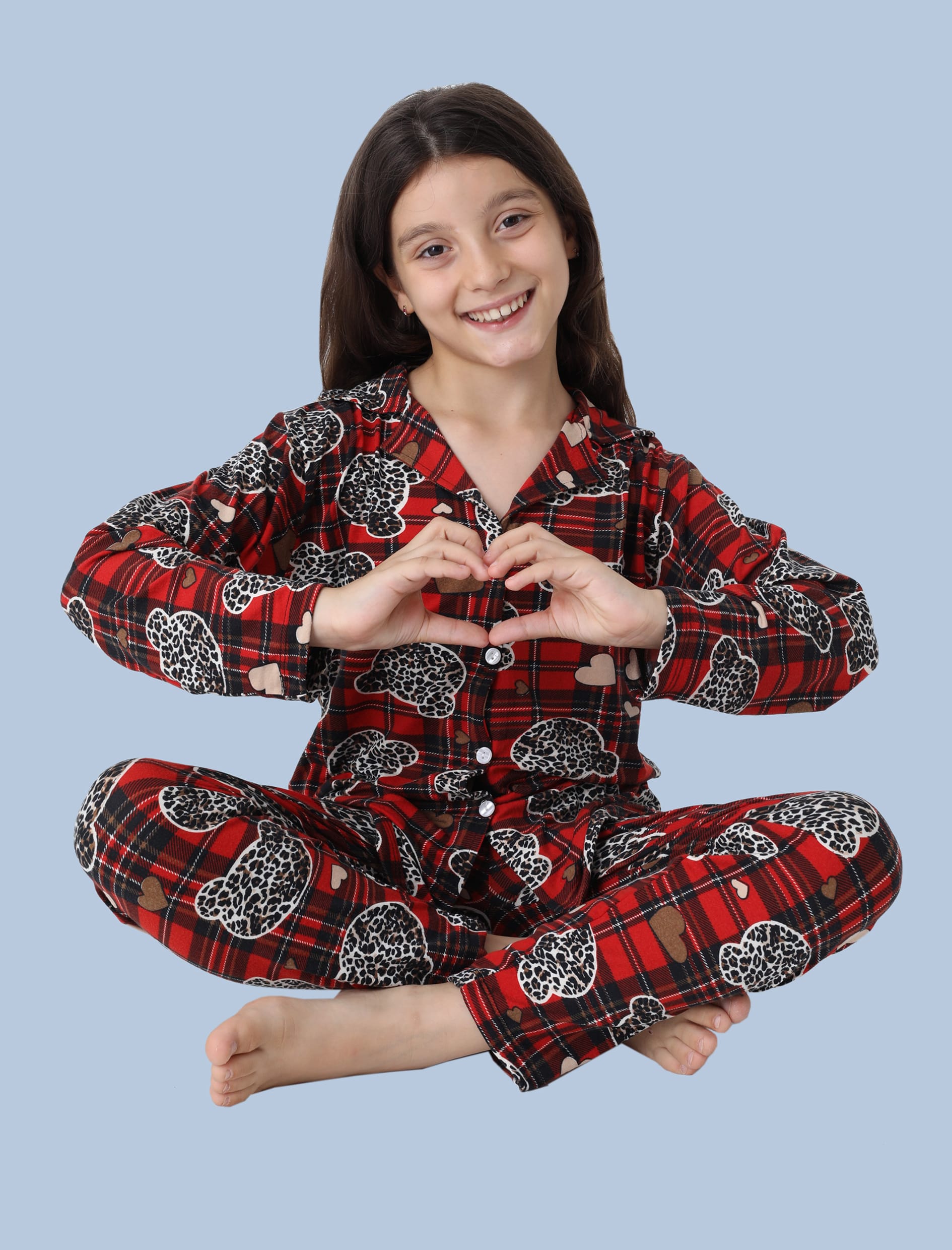Çocuk Süet Kumaş Pijama Takımı – Kız ve Erkek, Rahat ve Yumuşak - 59666