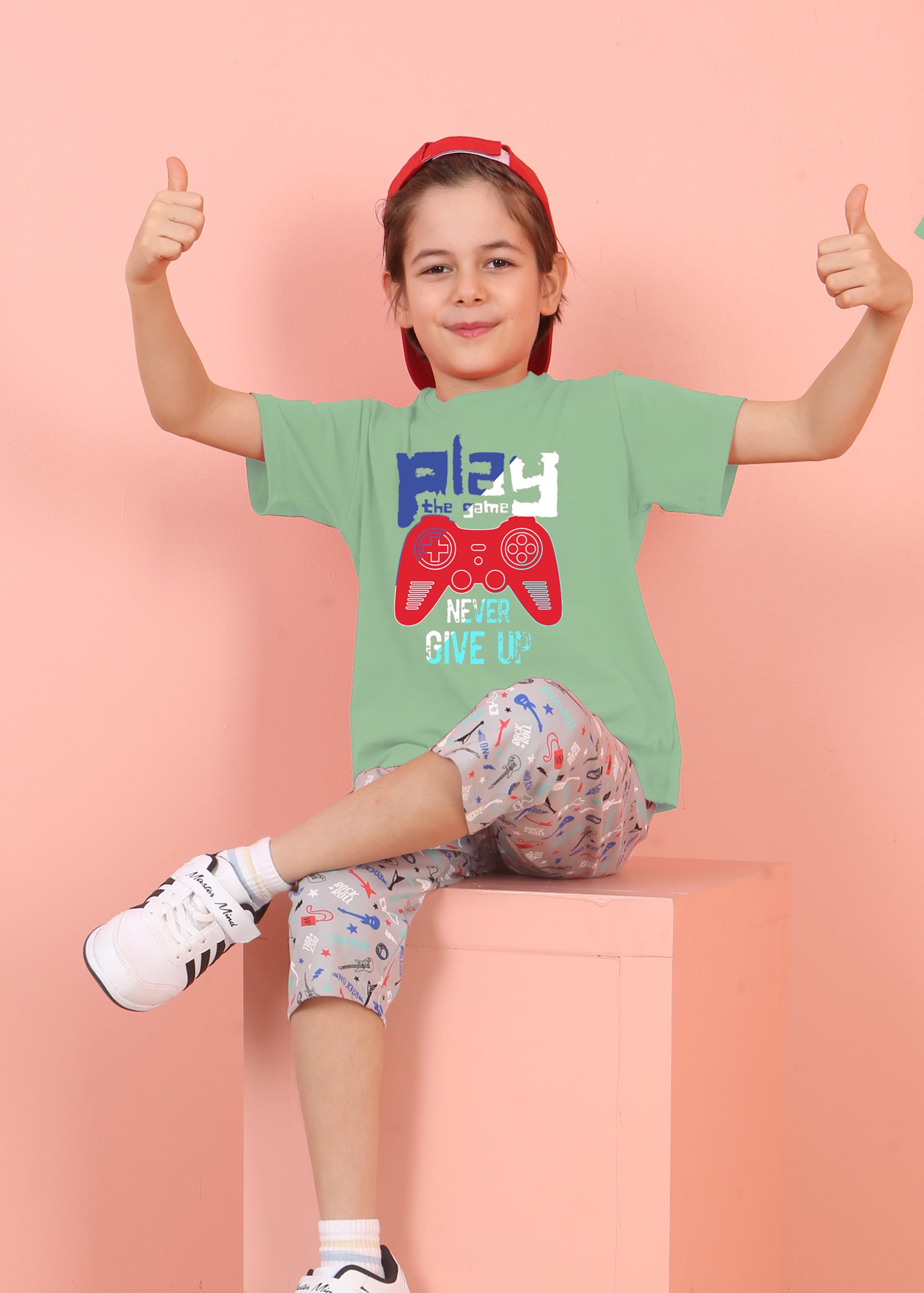Jenika Kids Erkek Çocuk Pamuklu Baskılı Kapri Takım - 59188