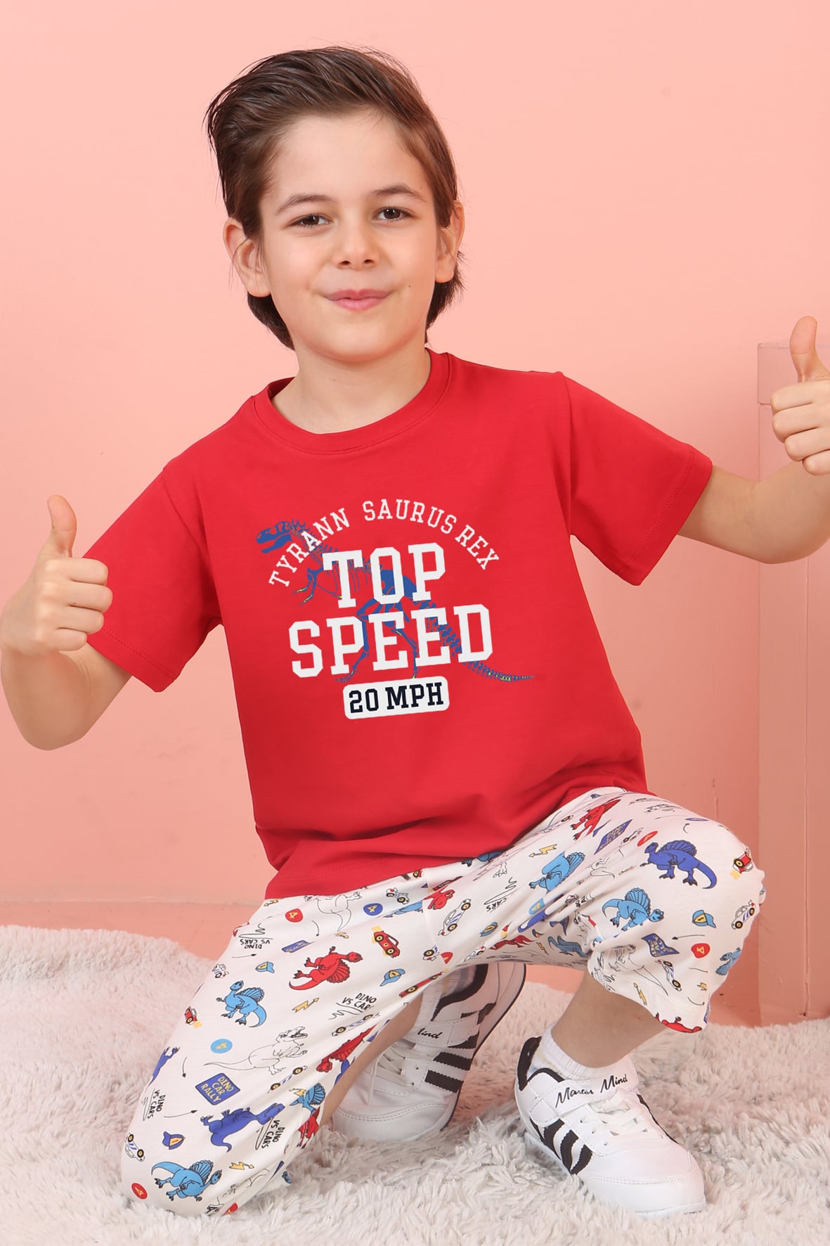 Jenika Kids Erkek Çocuk Pamuklu Baskılı Kapri Takım - 58708