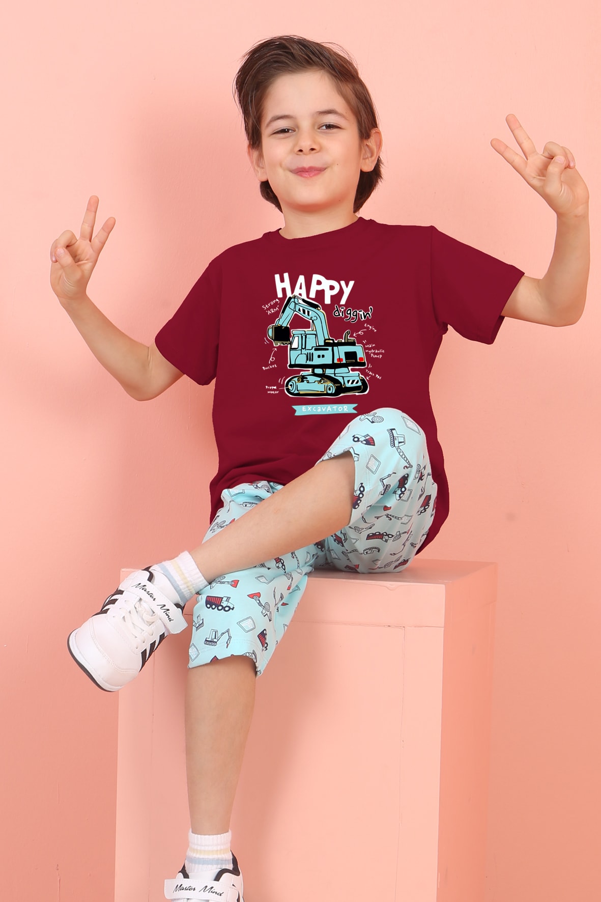Jenika Kids Erkek Çocuk Pamuklu Baskılı Kapri Takım - 58723