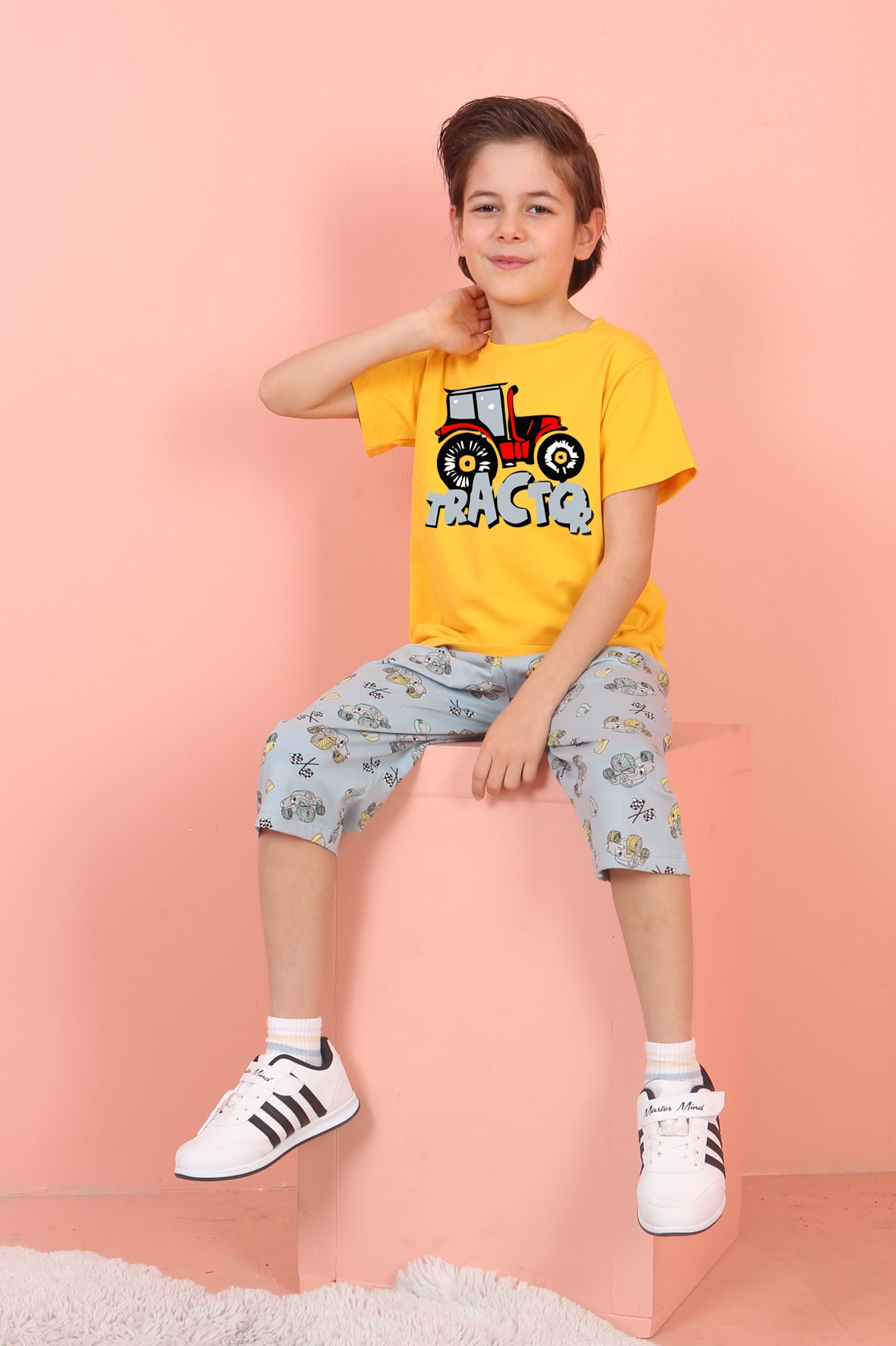 Jenika Kids Erkek Çocuk Pamuklu Baskılı Kapri Takım - 58713