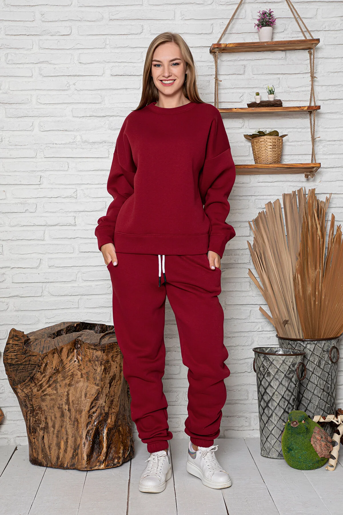 Jenika Kadın Bordo 2 İplik Kışlık Eşofman Takımı – Sıcacık Konfor & Günlük Şıklık