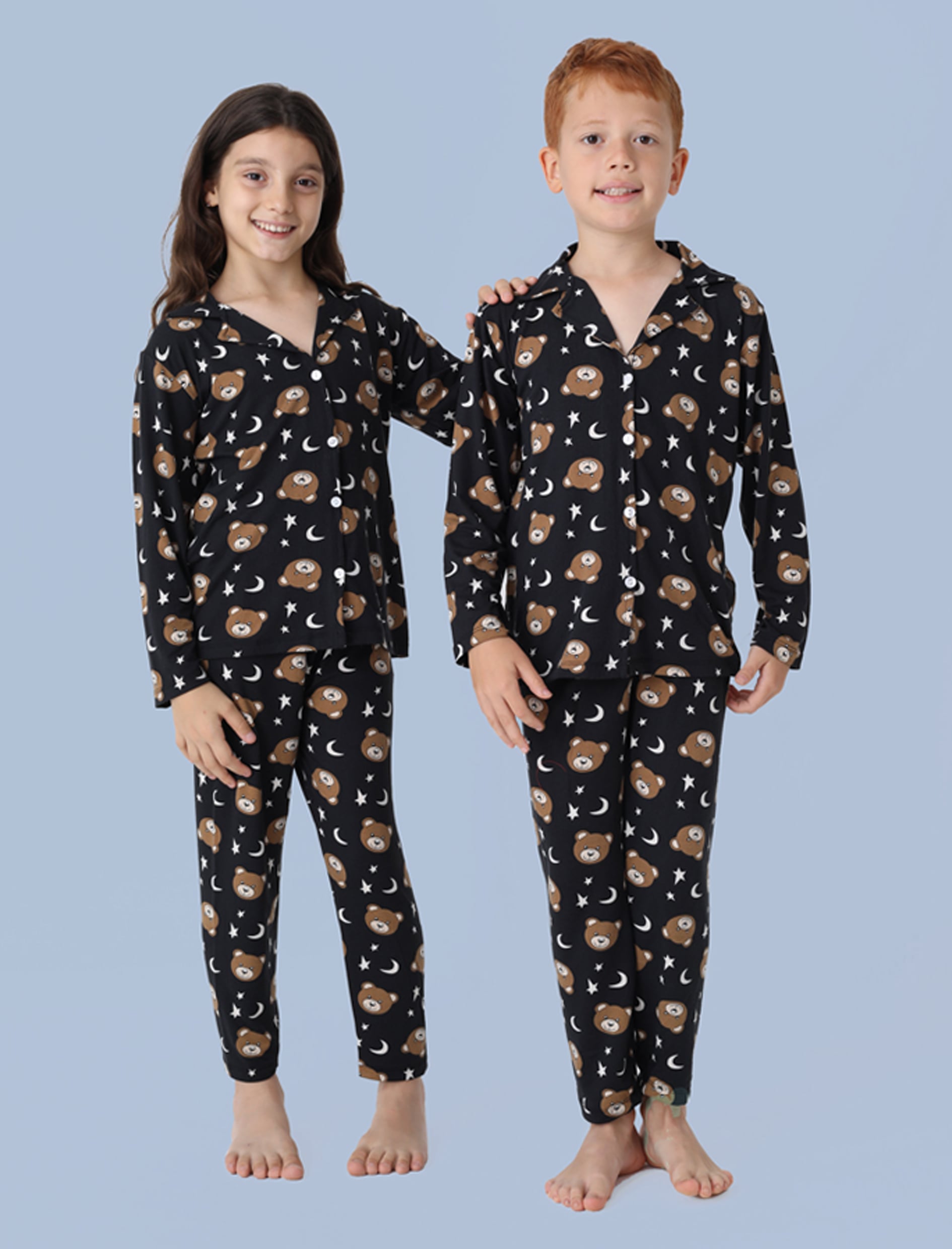Çocuk Süet Kumaş Pijama Takımı – Kız ve Erkek, Rahat ve Yumuşak - 59675