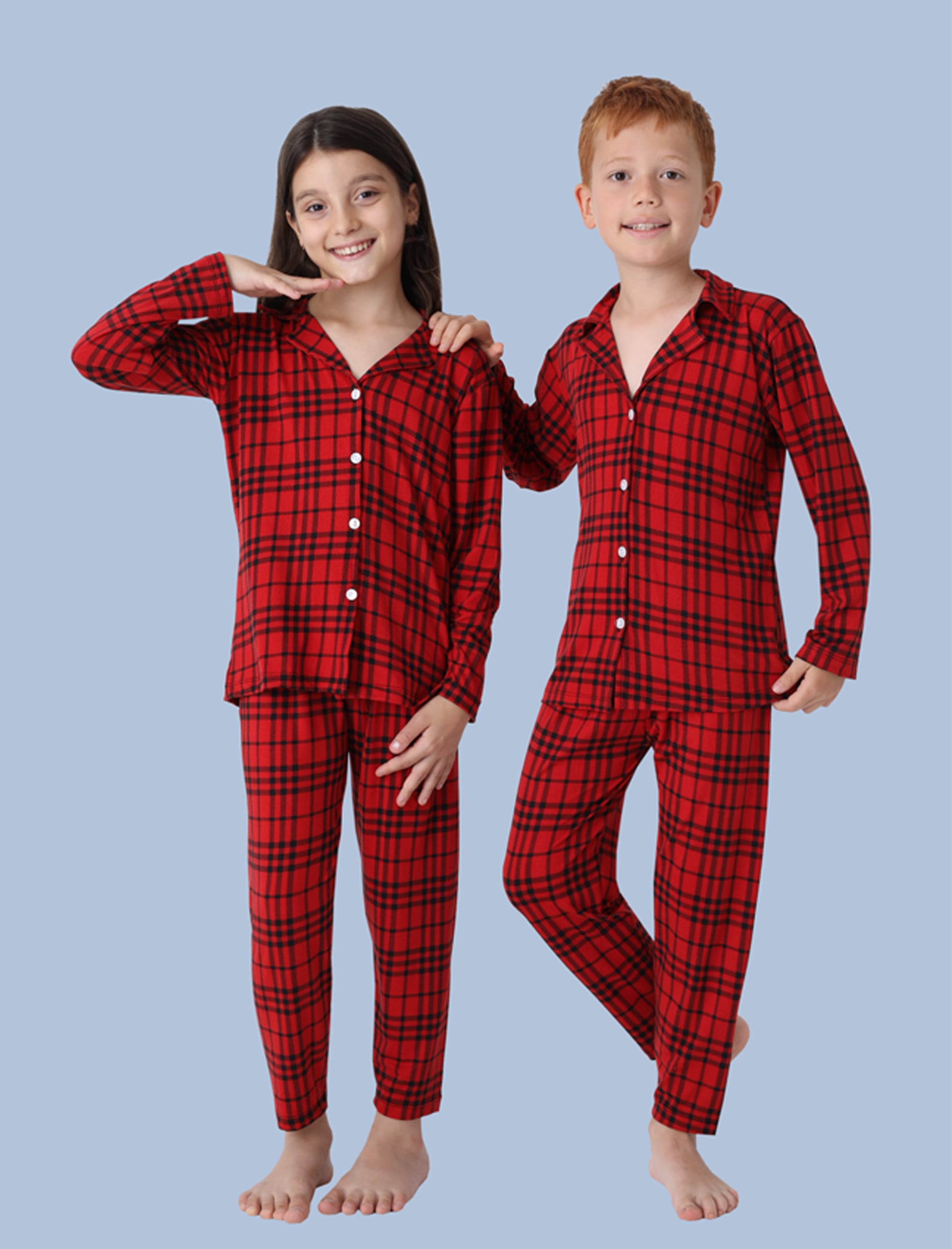 Çocuk Süet Kumaş Pijama Takımı – Kız ve Erkek, Rahat ve Yumuşak - 59678
