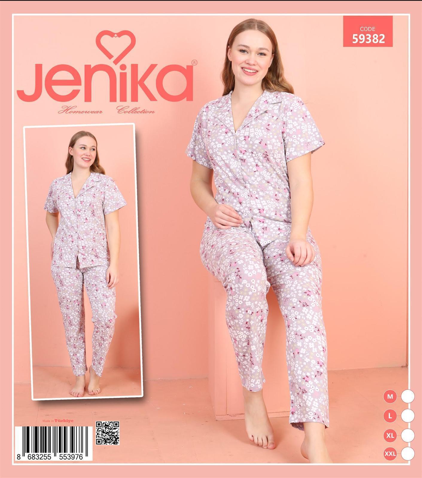 Jenika Kadın Düğmeli Pamuklu Pijama Takımı – Rahat ve Şık Ev Giyim